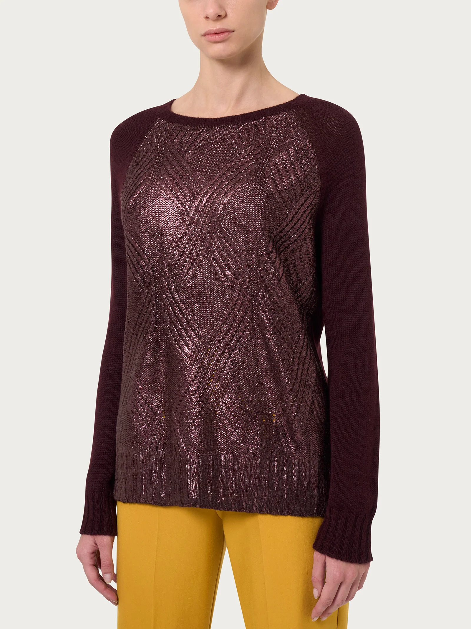 Maglia girocollo in misto angora - Plum Perfect
