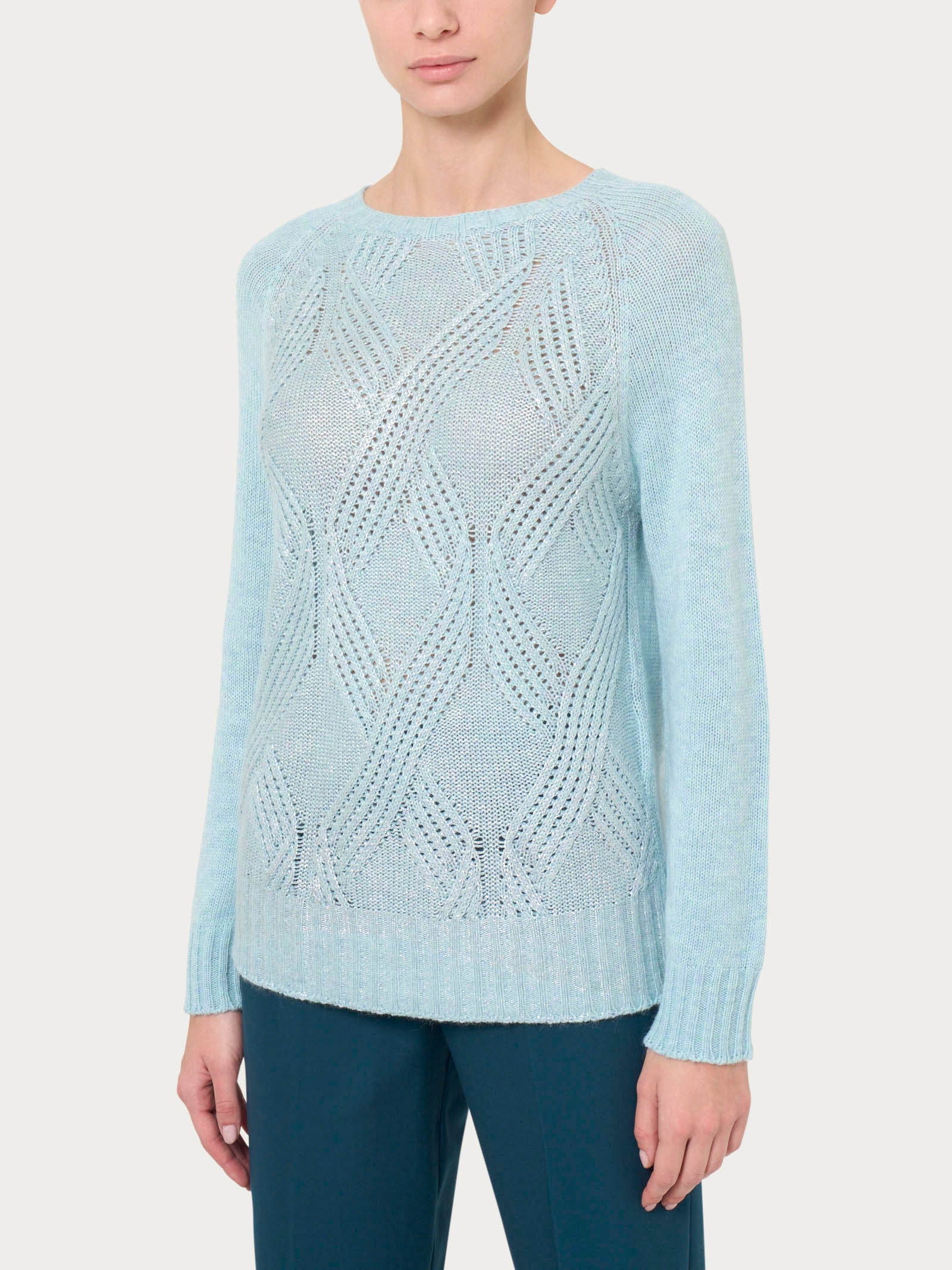 Maglia girocollo in misto angora - Nile Blue Mel.
