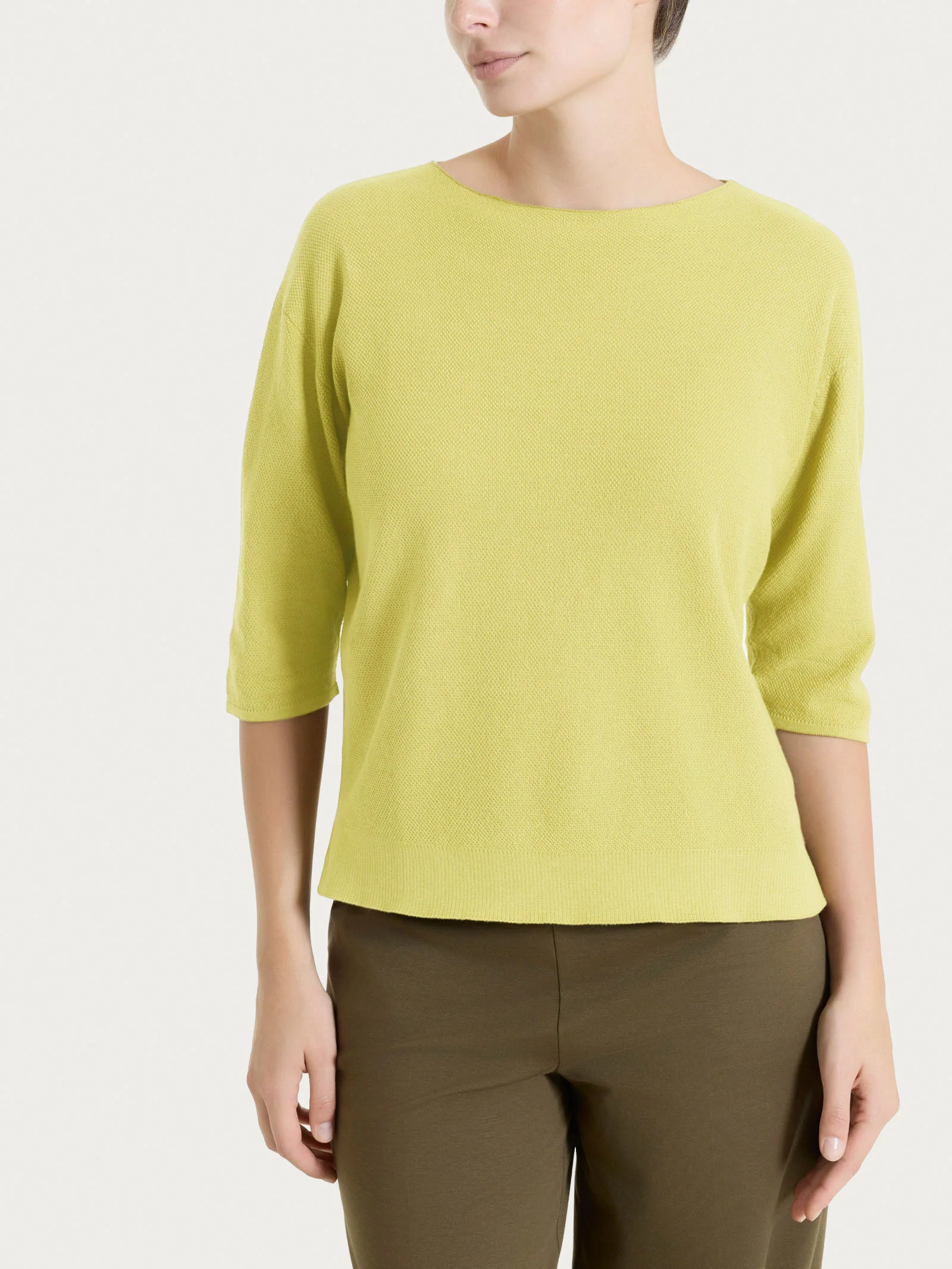Maglia girocollo in punto piquet di puro cotone - Acacia