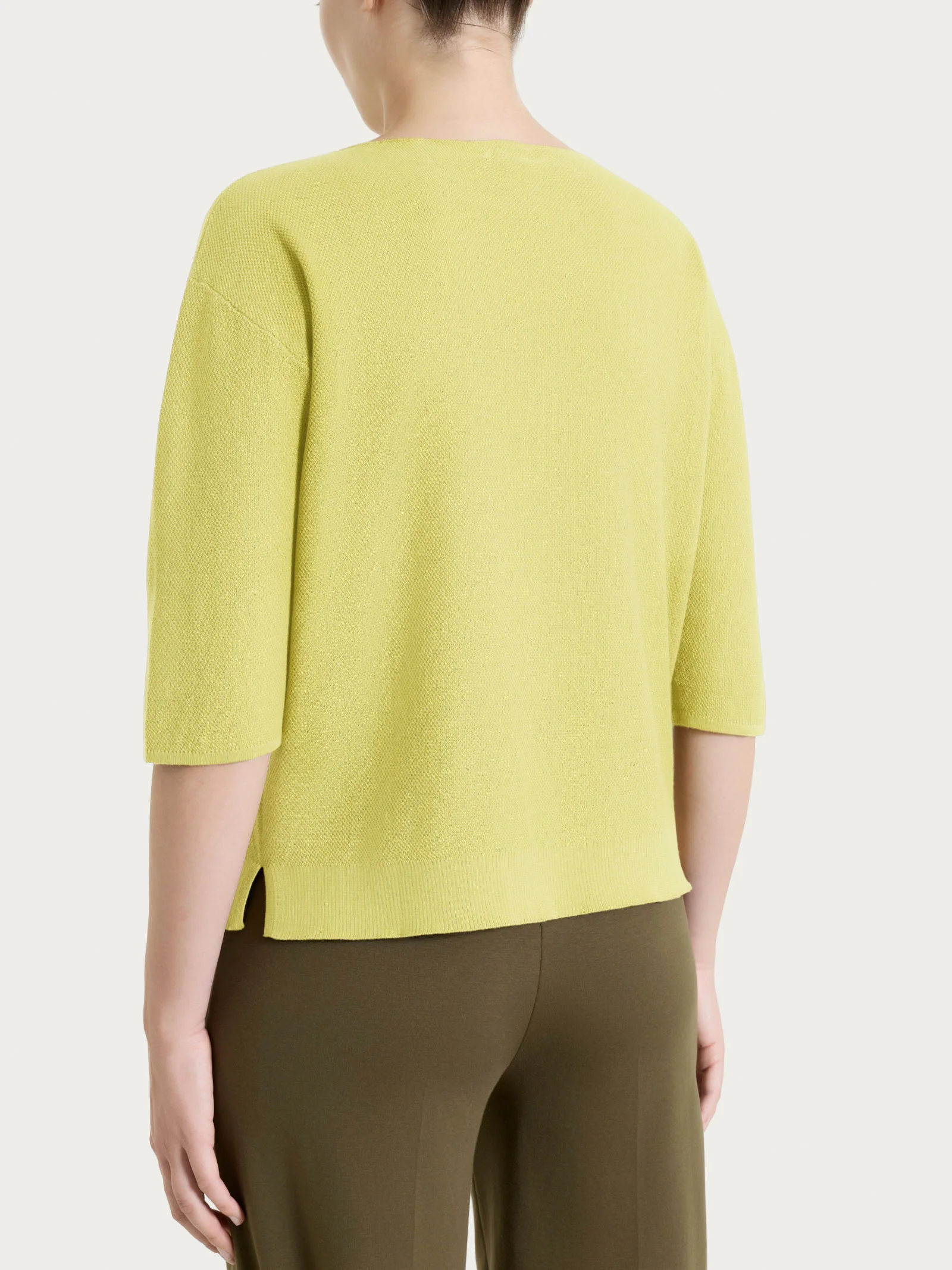 Maglia girocollo in punto piquet di puro cotone - Acacia - Image 2