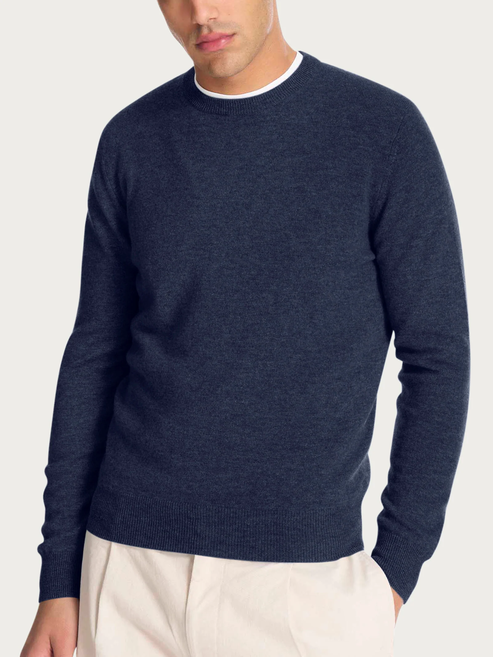Maglia girocollo in tessuto Cashmerino - Denim Mel.