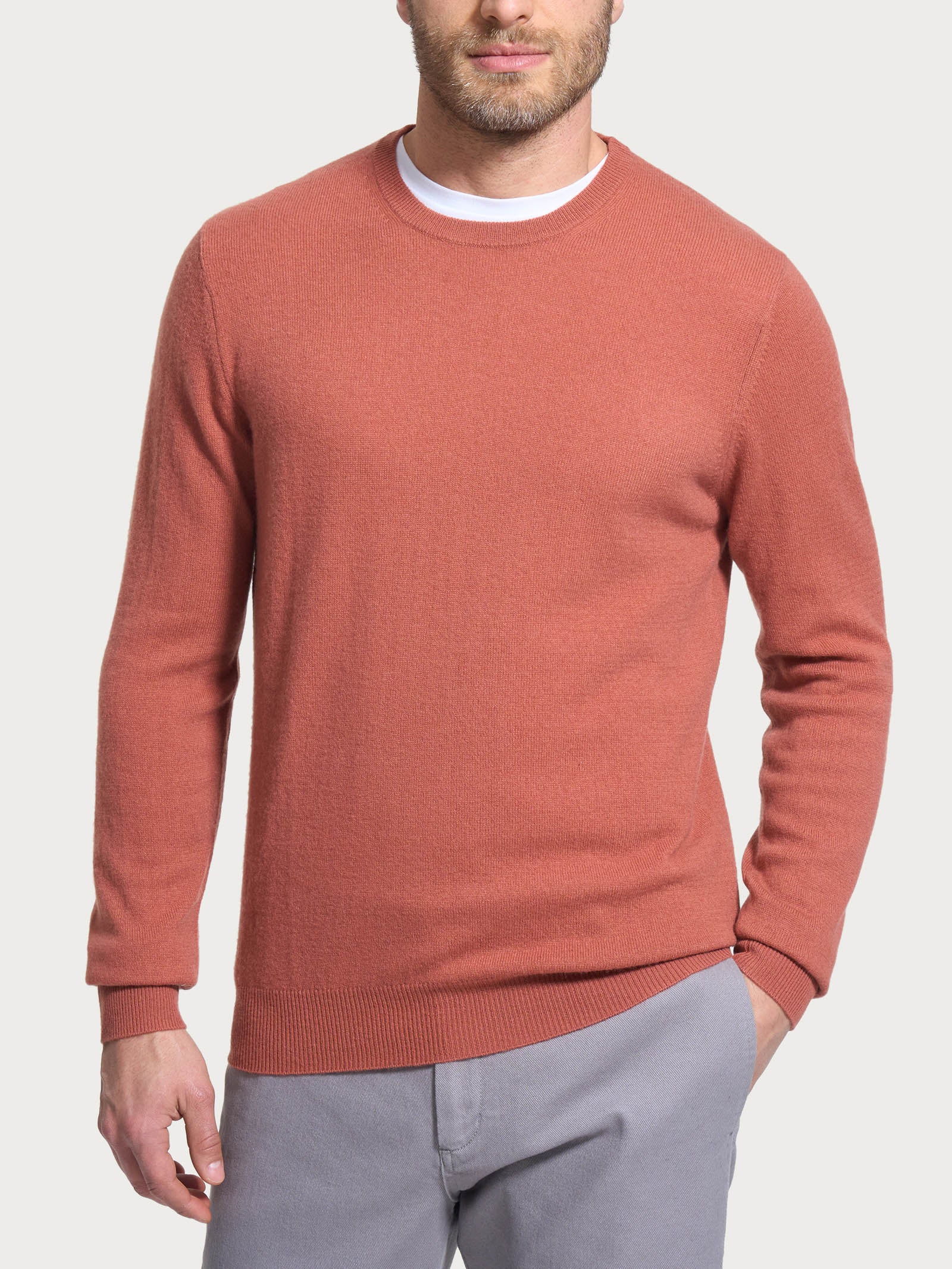 Maglia girocollo in tessuto Cashmerino - Burnt Brick
