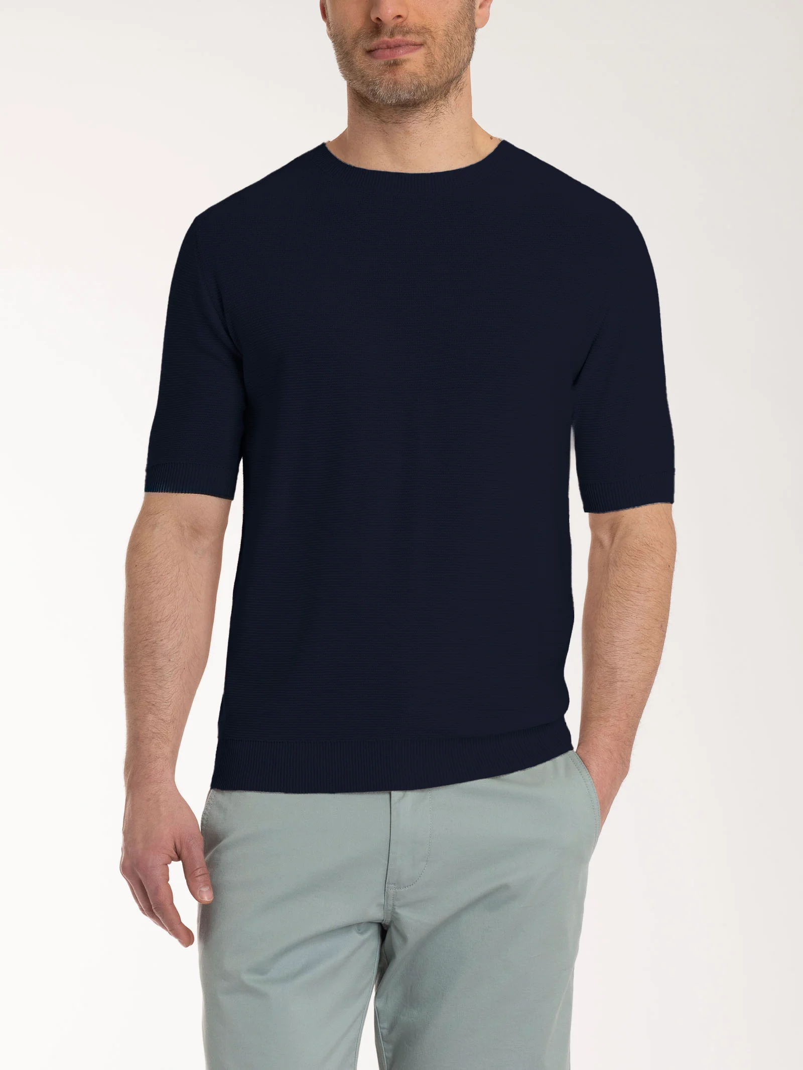 Maglia punto links a manica corta in puro cotone - Outer Space