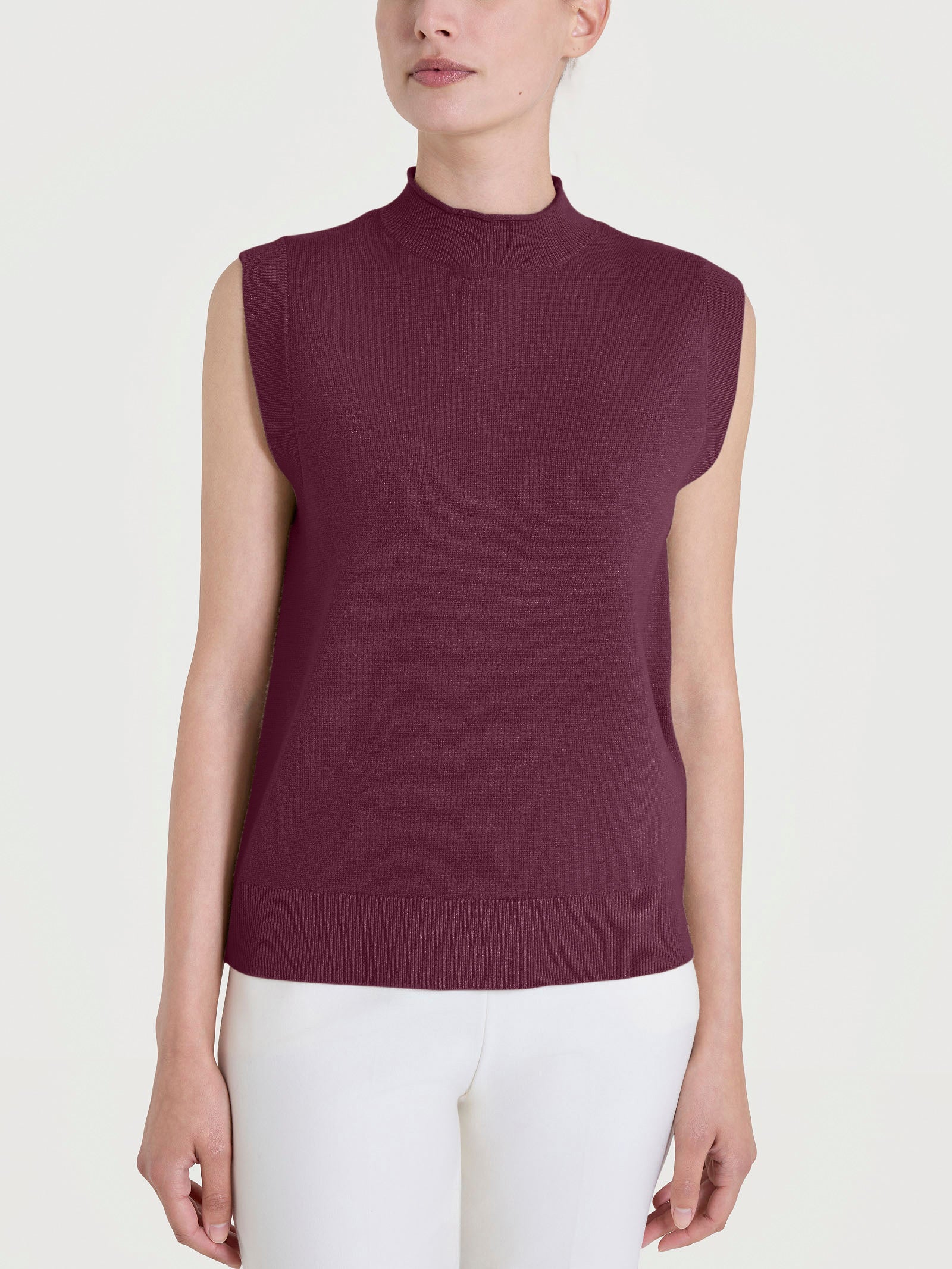 Maglia smanicata in Super Soft - Fig