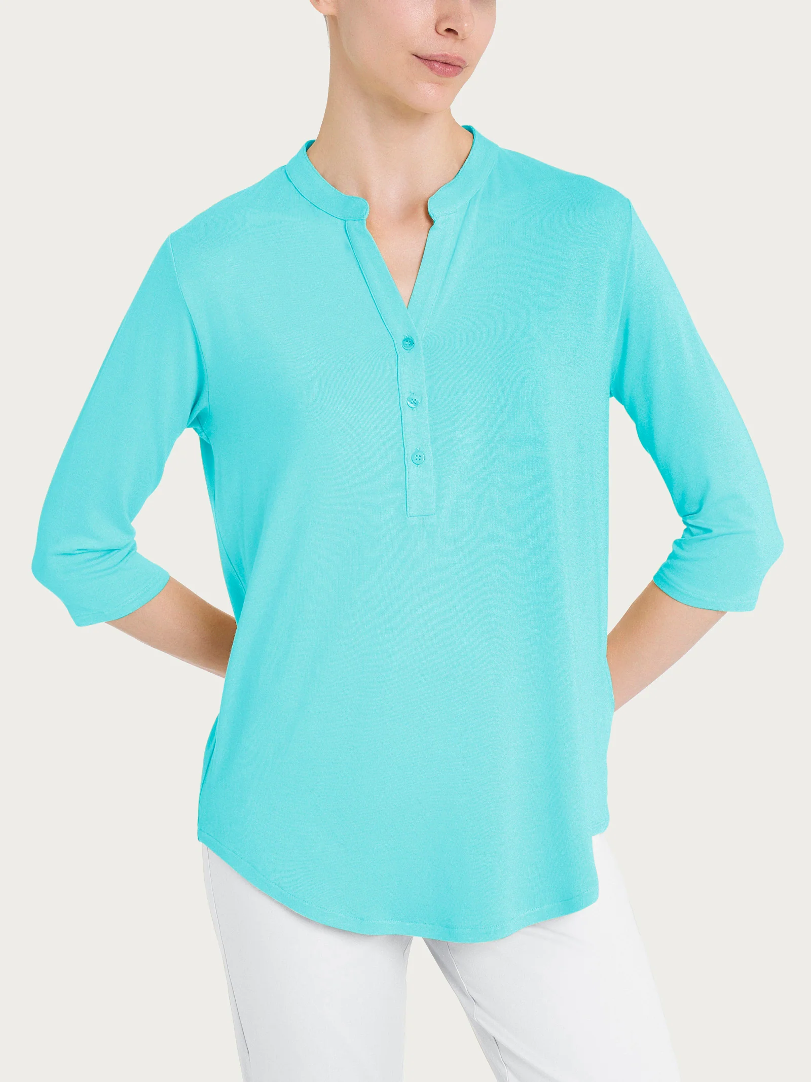 Maglietta a manica 3/4 in Viscosa Summer - Pool Blue
