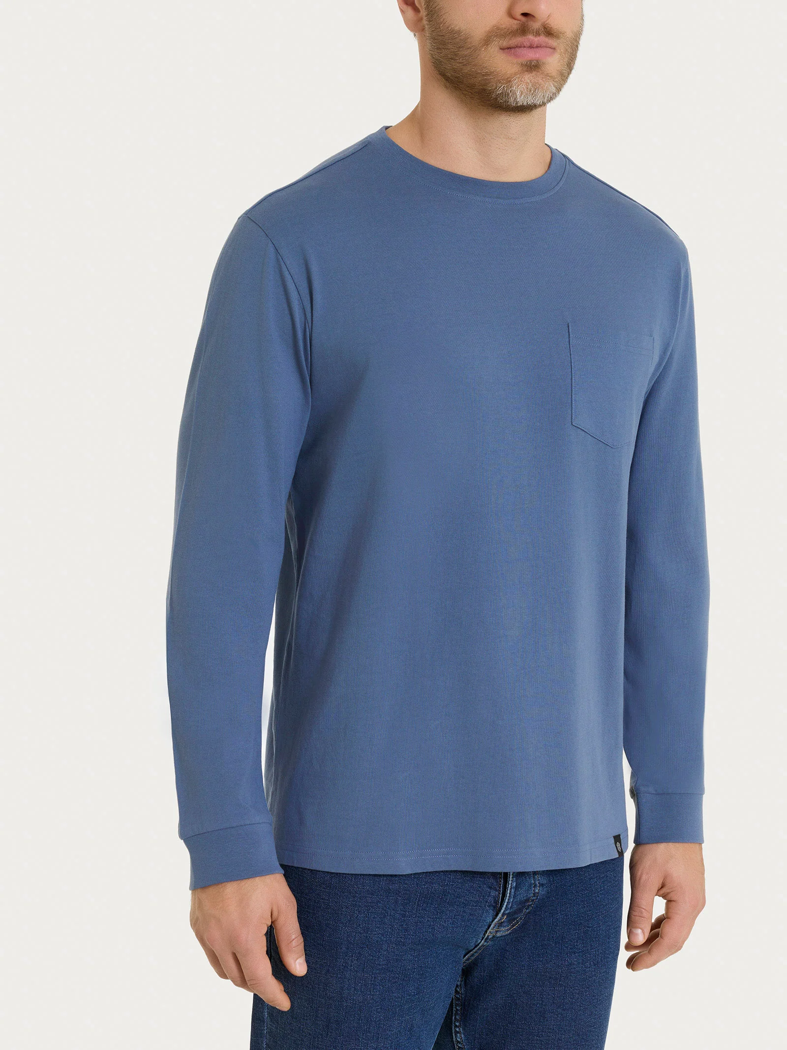 Maglietta a manica lunga in Heavy Duty Jersey - Vintage Indigo