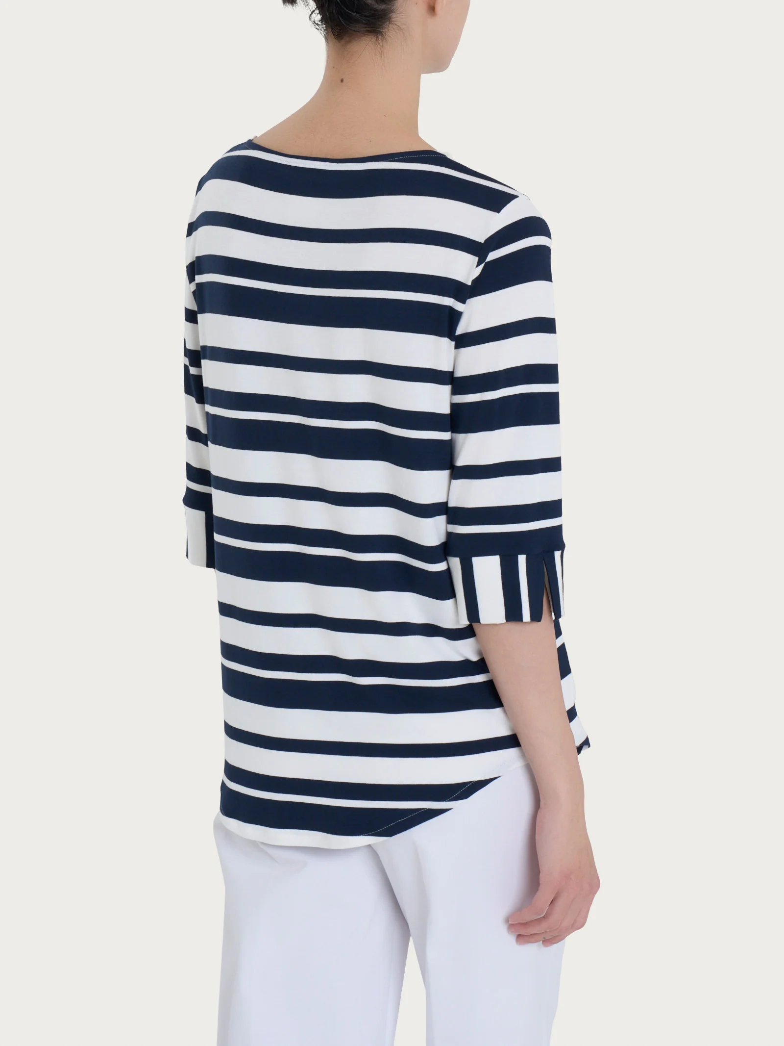 Maglietta a stripes alternate in Viscosa Summer  - Fant. Bleu Riga Alternata - Image 2
