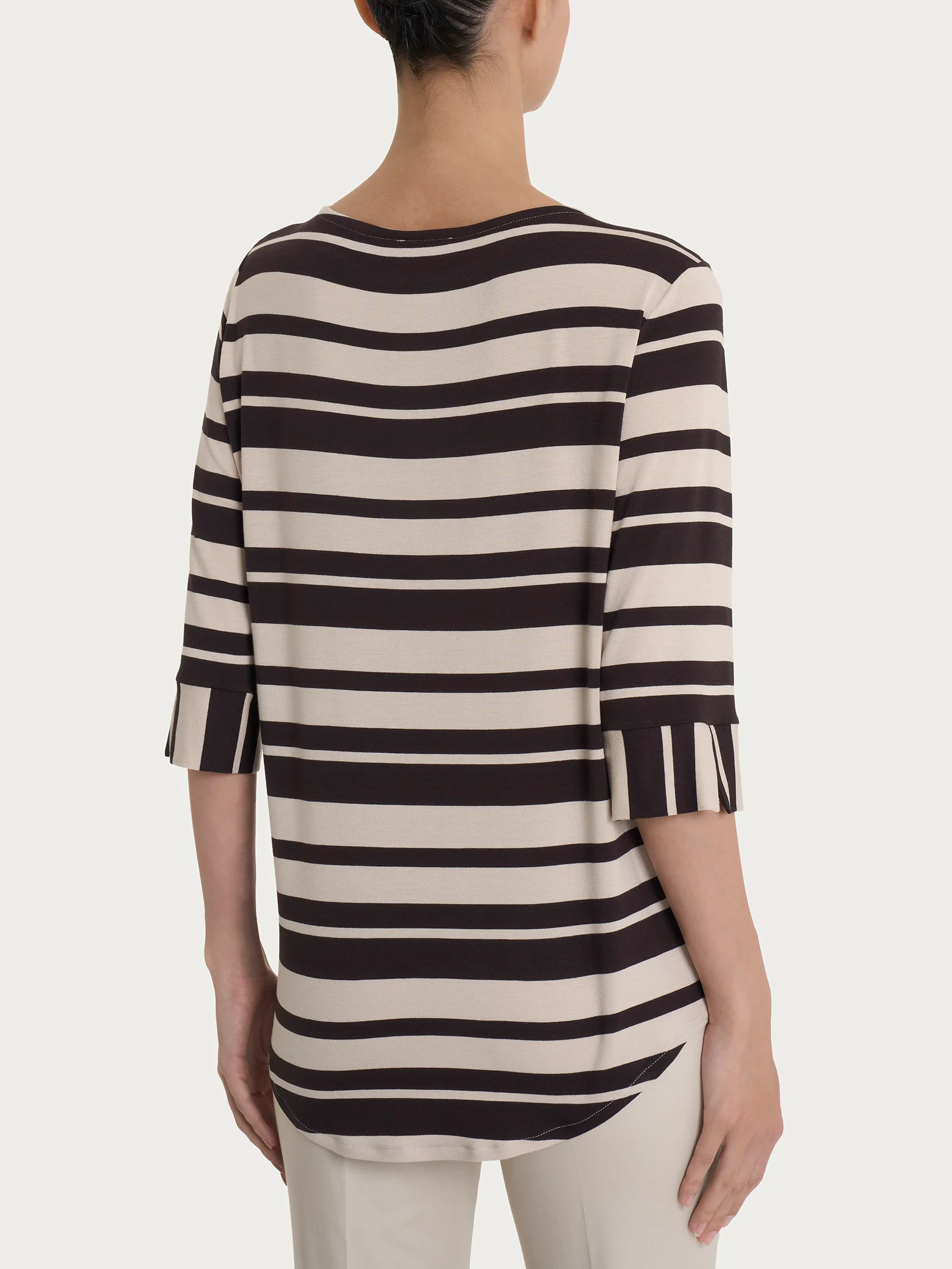 Maglietta a stripes alternate in Viscosa Summer - Fant. Chocolate Torte Riga Alternata - Image 2