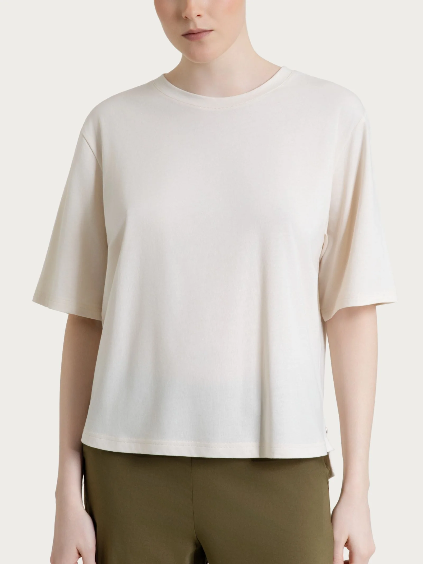 Maglietta boxy tinta unita in Ultralight - Champignon