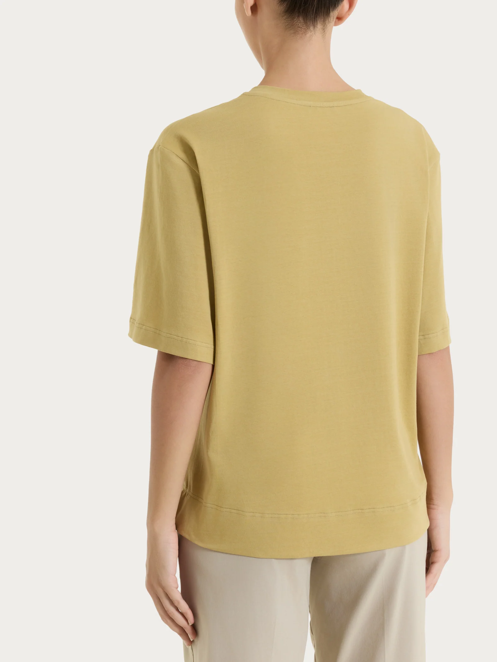Maglietta boxy tinta unita in Ultralight - Khaki - Image 2