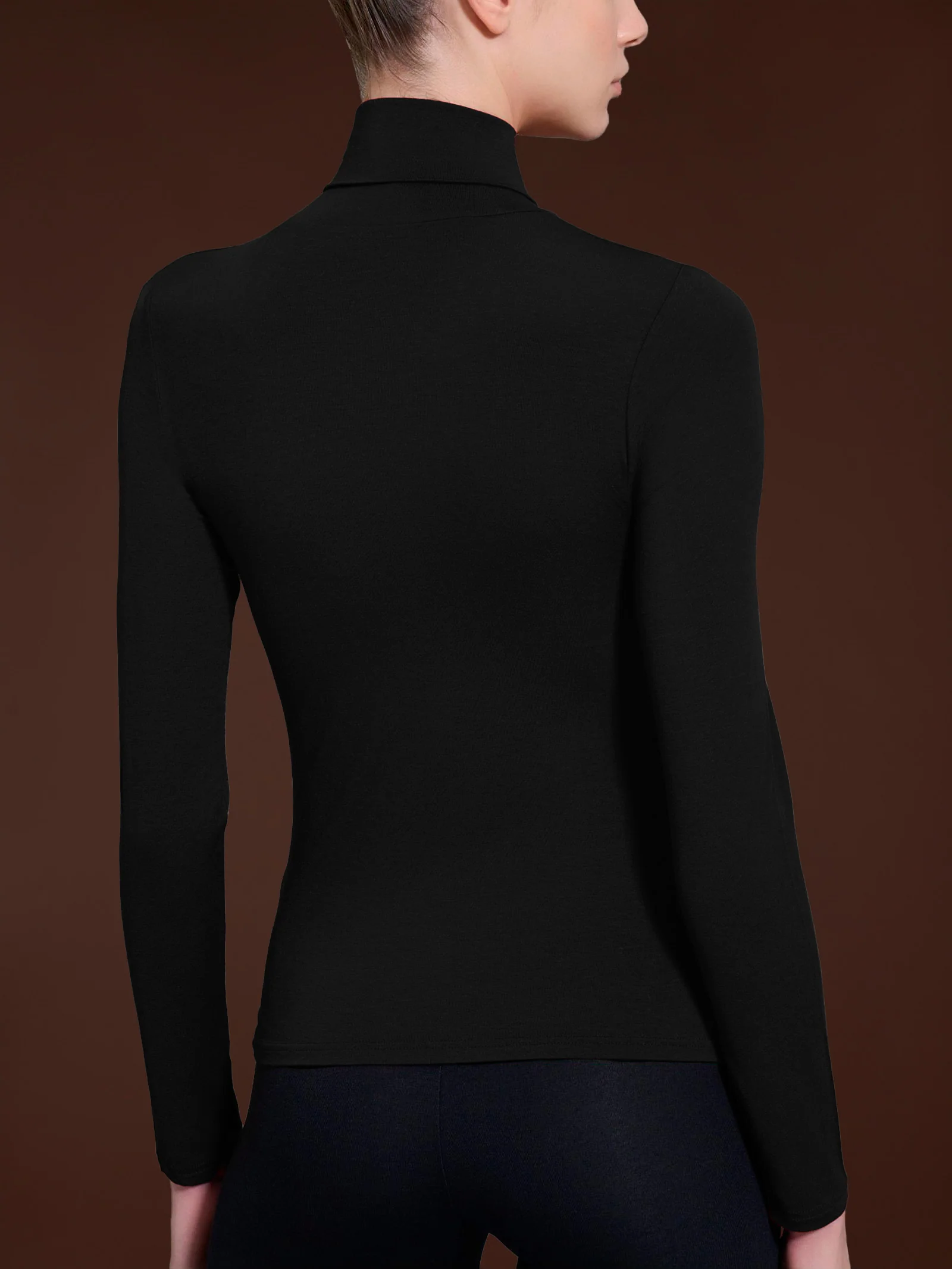 Maglietta con collo dolcevita in filato Tenderwool - Nero - Image 3