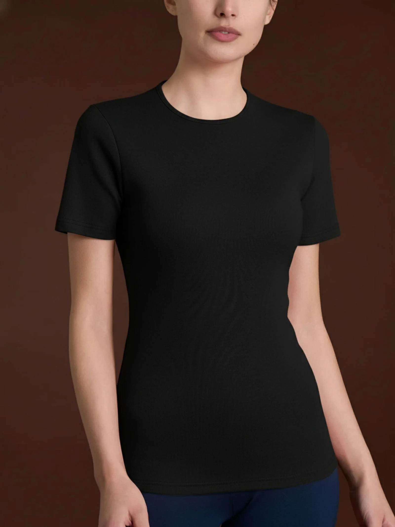 Maglietta con girocollo chiuso in Thermo Cotton - Nero