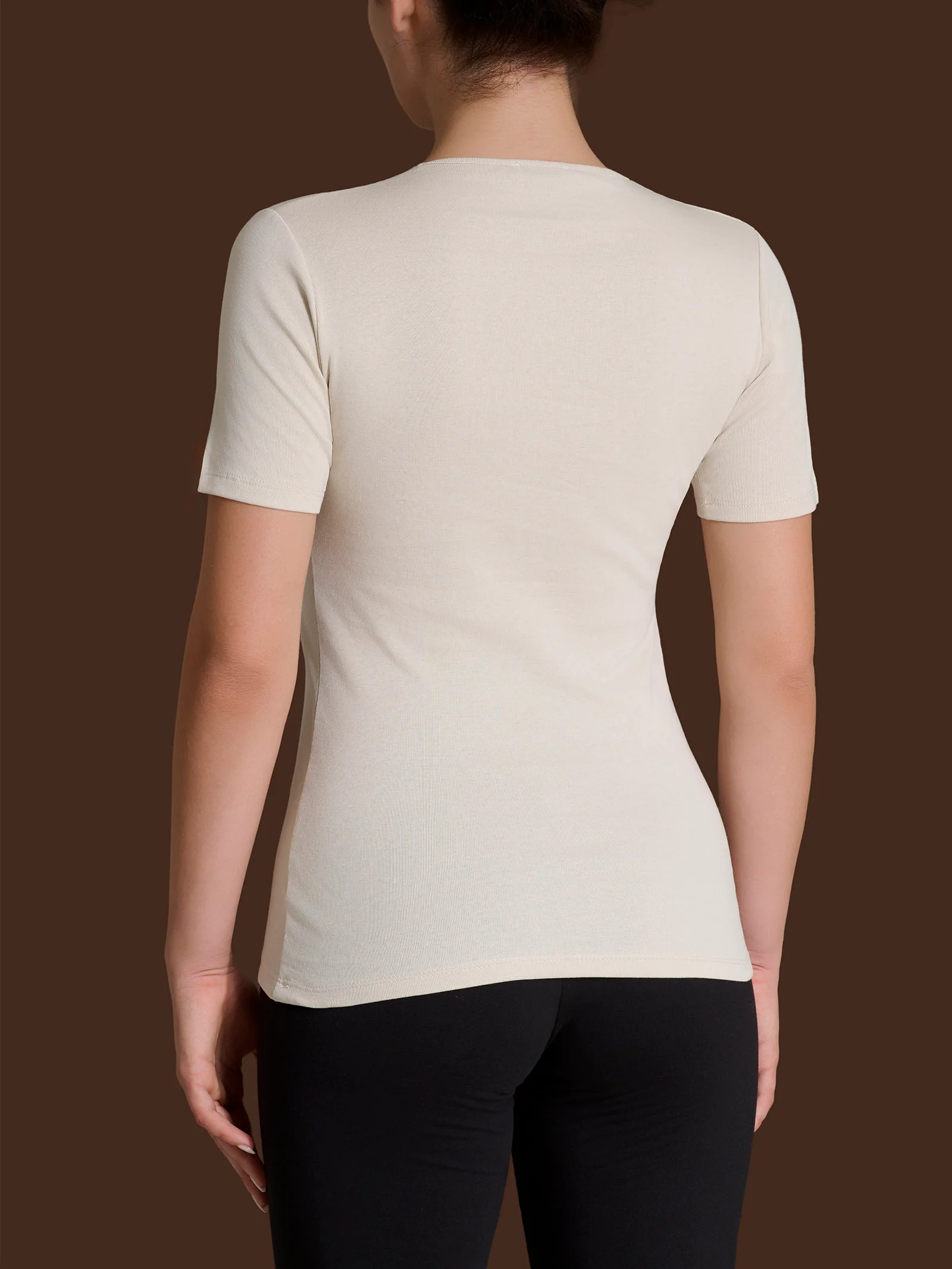 Maglietta con girocollo chiuso in Thermo Cotton - Champignon - Image 2