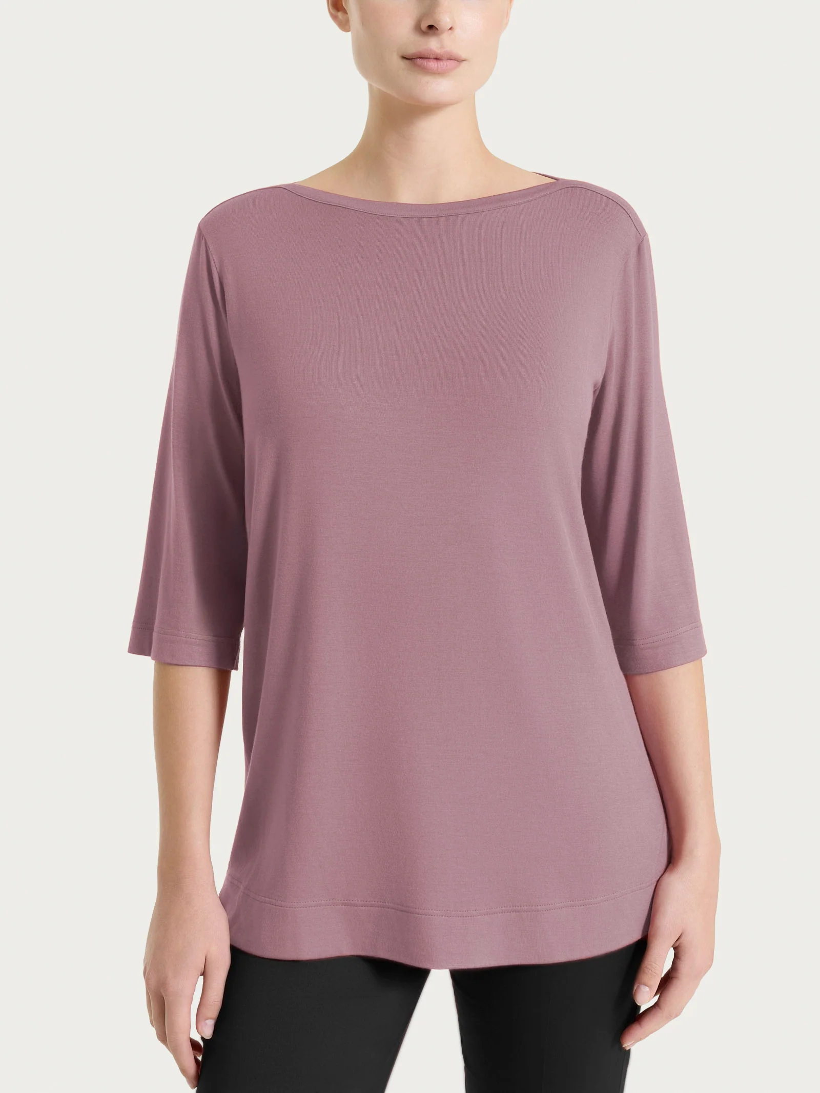 Maglietta con manica 3/4 in misto viscosa - Twilight Mauve