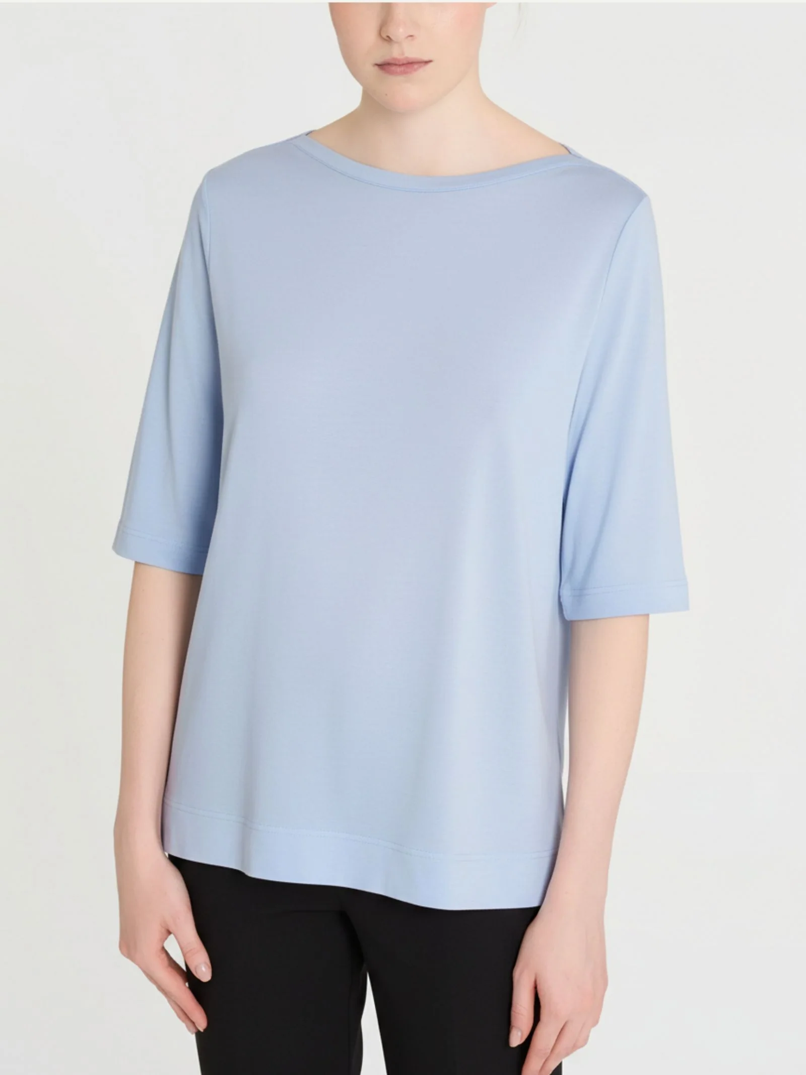 Maglietta con manica 3/4 in misto viscosa - Dusty Blue