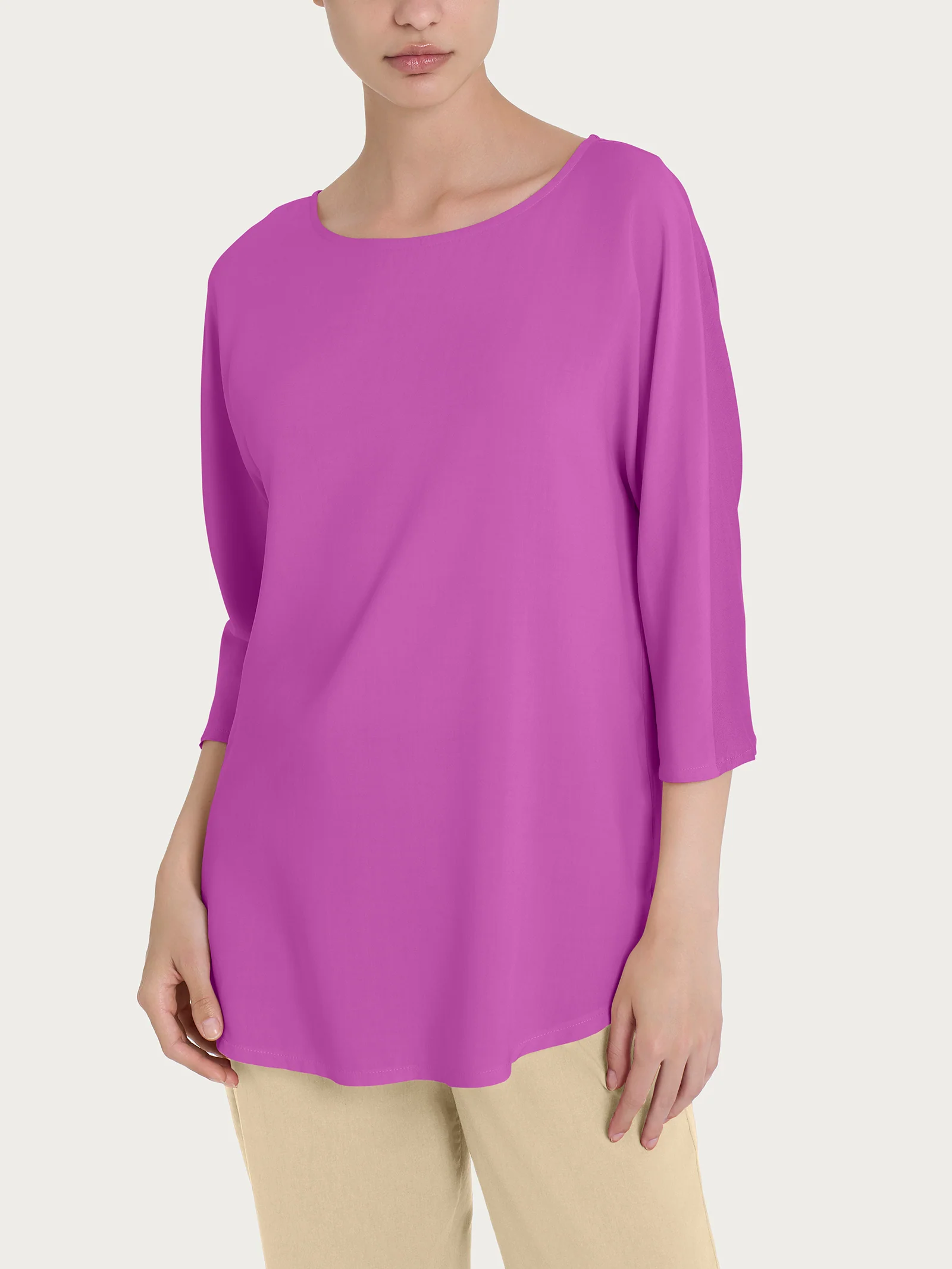 Maglietta con manica 3/4 kimono in Misto Viscosa - Cattleya Orchid