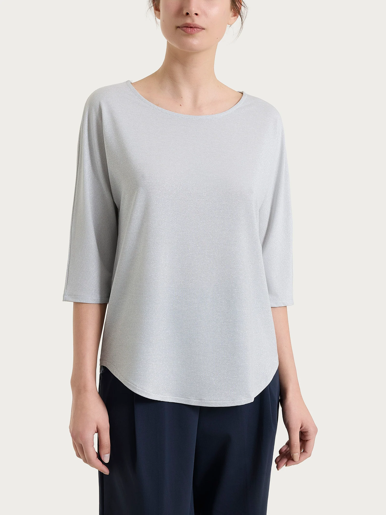 Maglietta con manica 3/4 kimono in Summer Light - Fant. Bianco righe 1/1