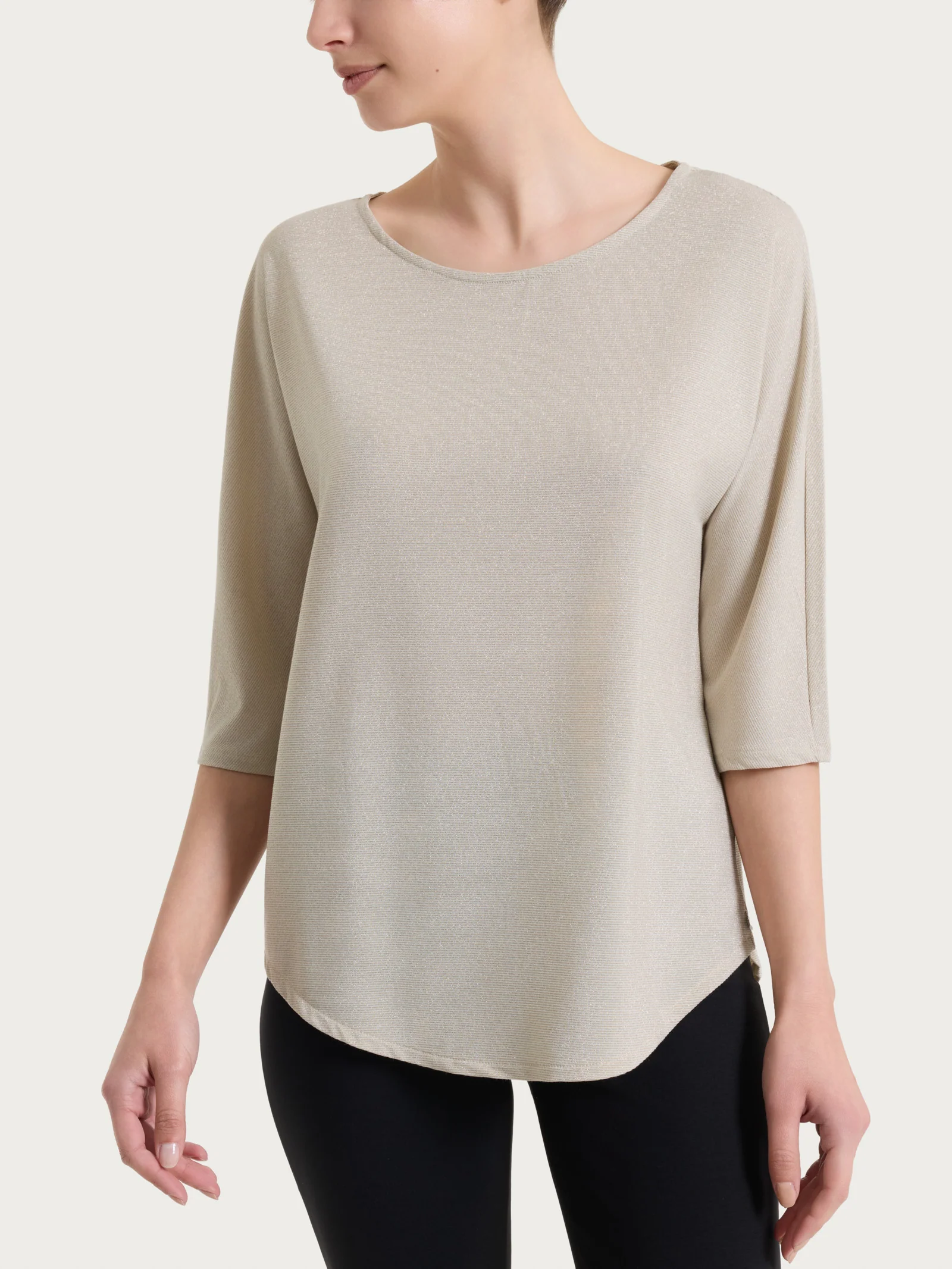 Maglietta con manica 3/4 kimono in Summer Light - Fant. Champignon righe sottili