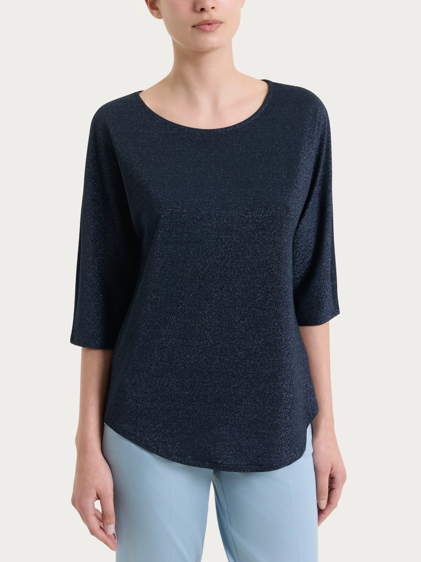 Maglietta con manica 3/4 kimono in Summer Light - Fant. Bleu righe 1/1