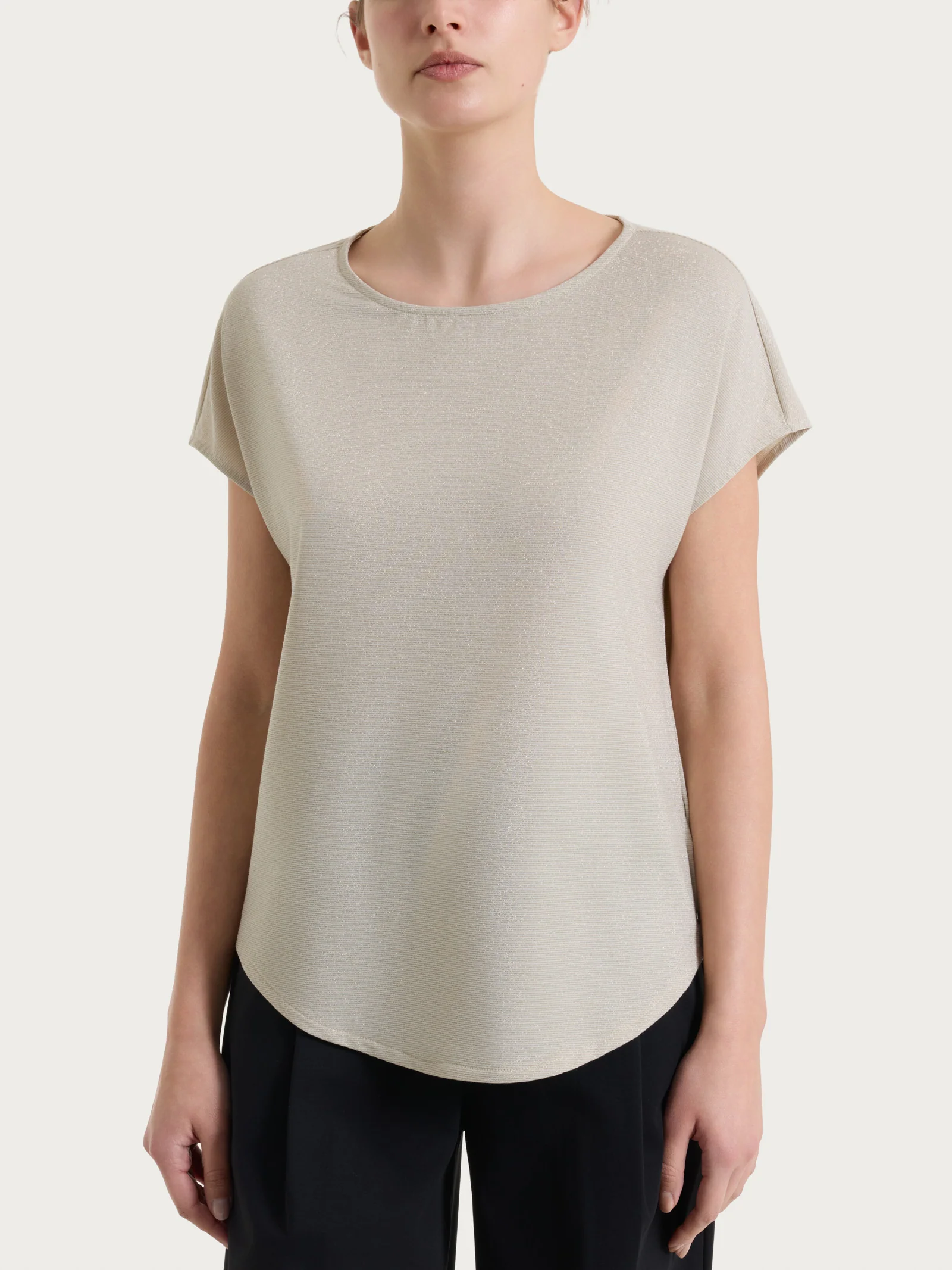 Maglietta con manica corta kimono in Summer Light - Fant. Champignon righe sottili
