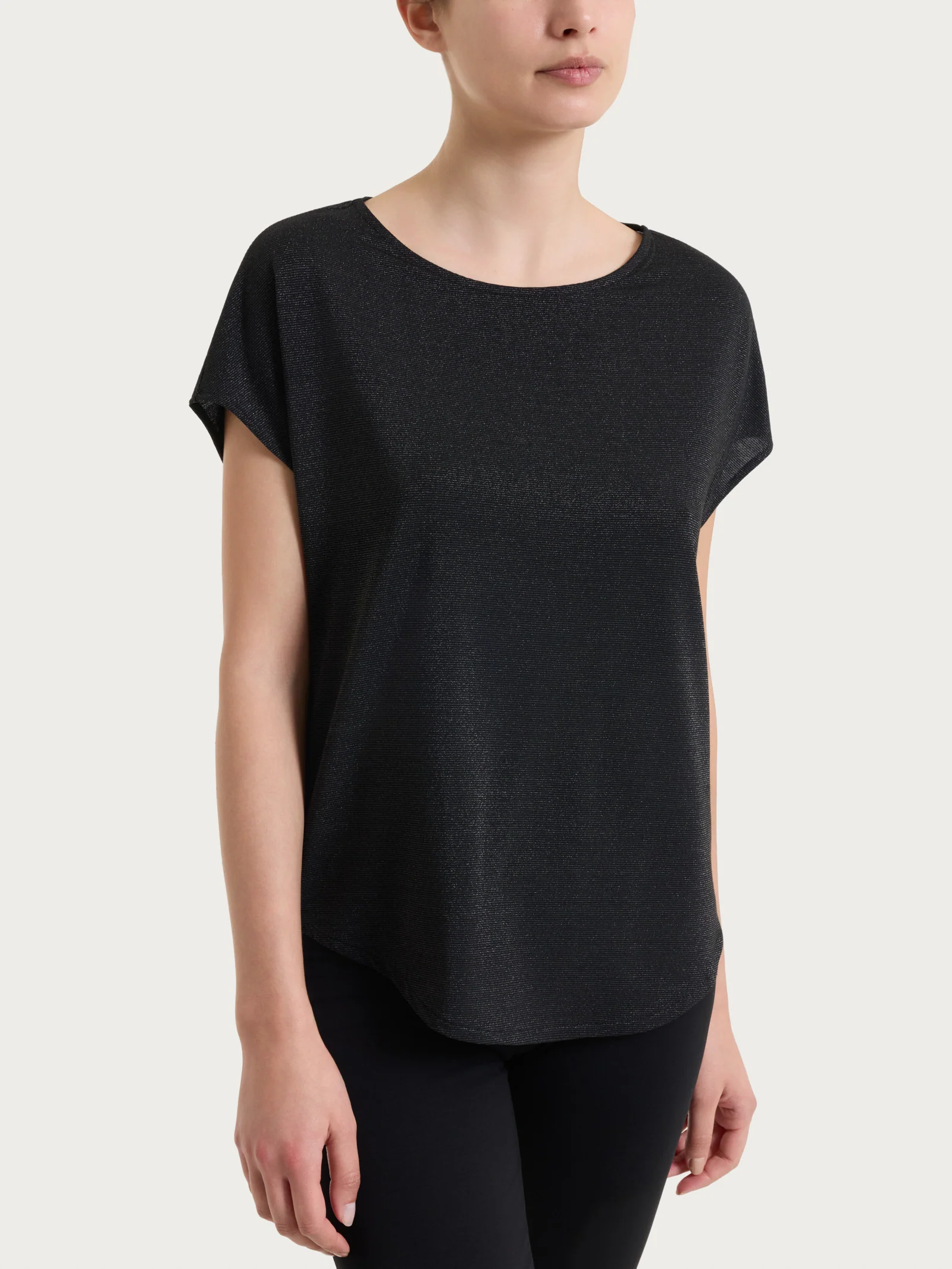 Maglietta con manica corta kimono in Summer Light - Fant. Nero righe 1/1