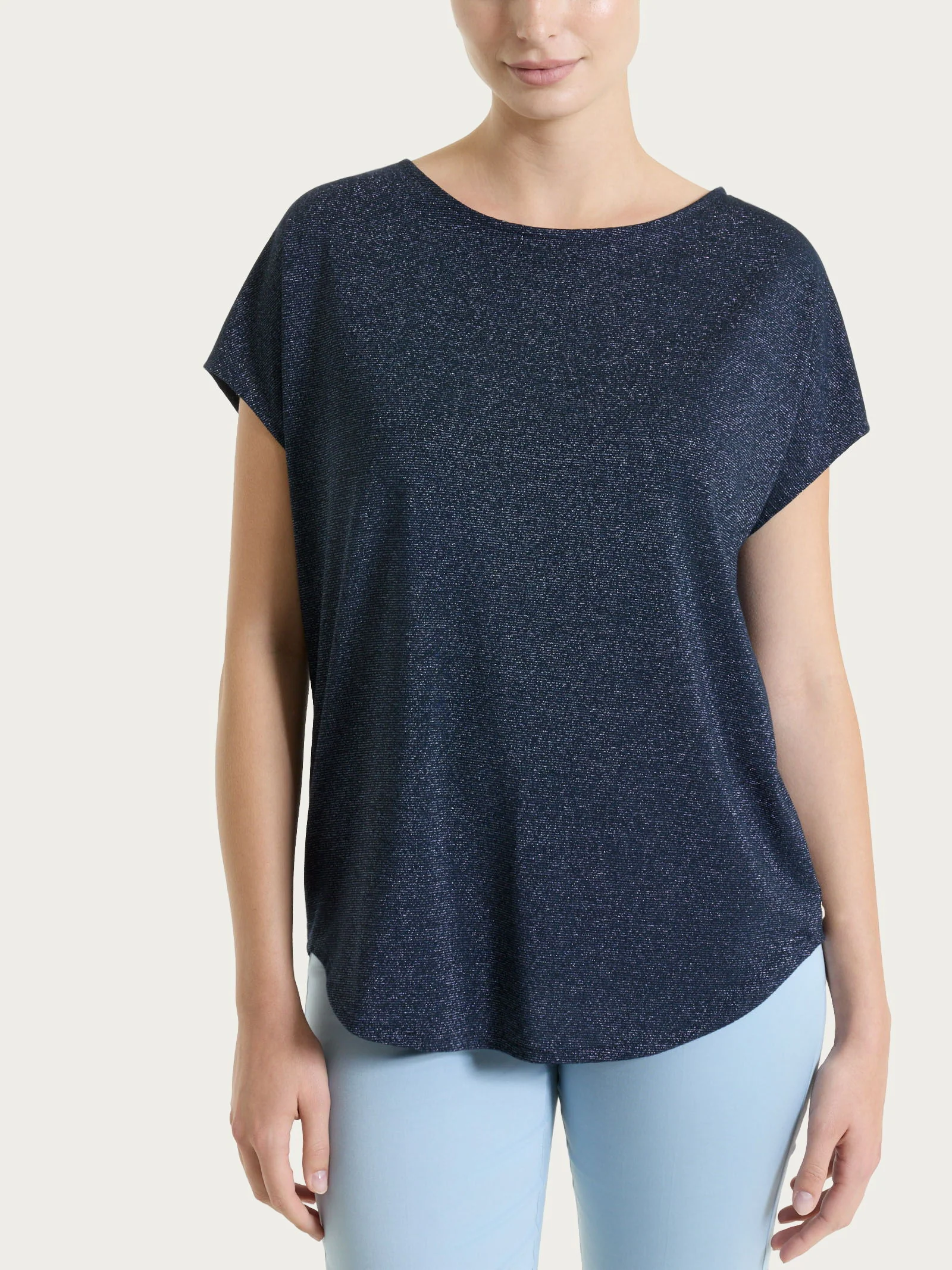 Maglietta con manica corta kimono in Summer Light - Fant. Bleu righe 1/1