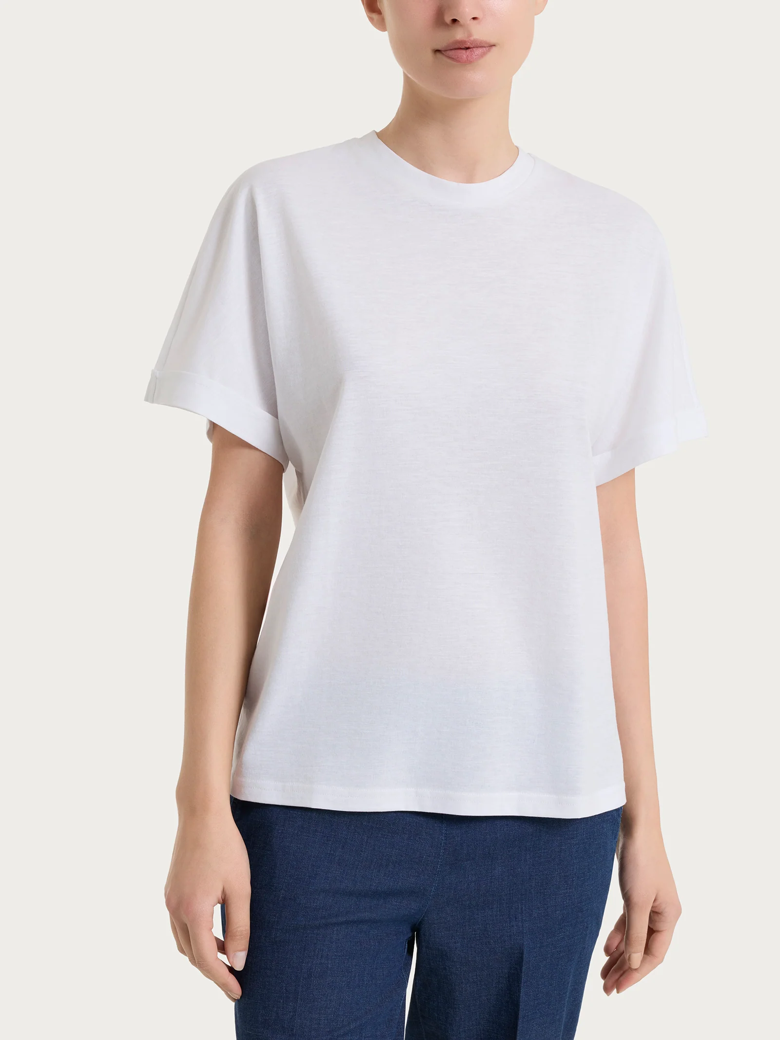 Maglietta con manica over in Slub Jersey - Bianco