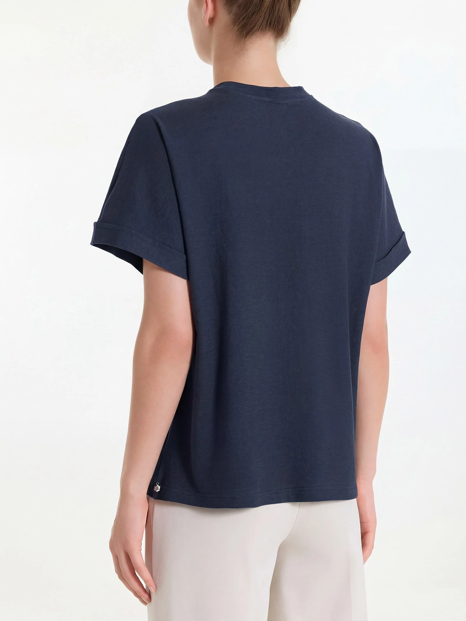 Maglietta con manica over in Slub Jersey - Bleu - Image 2