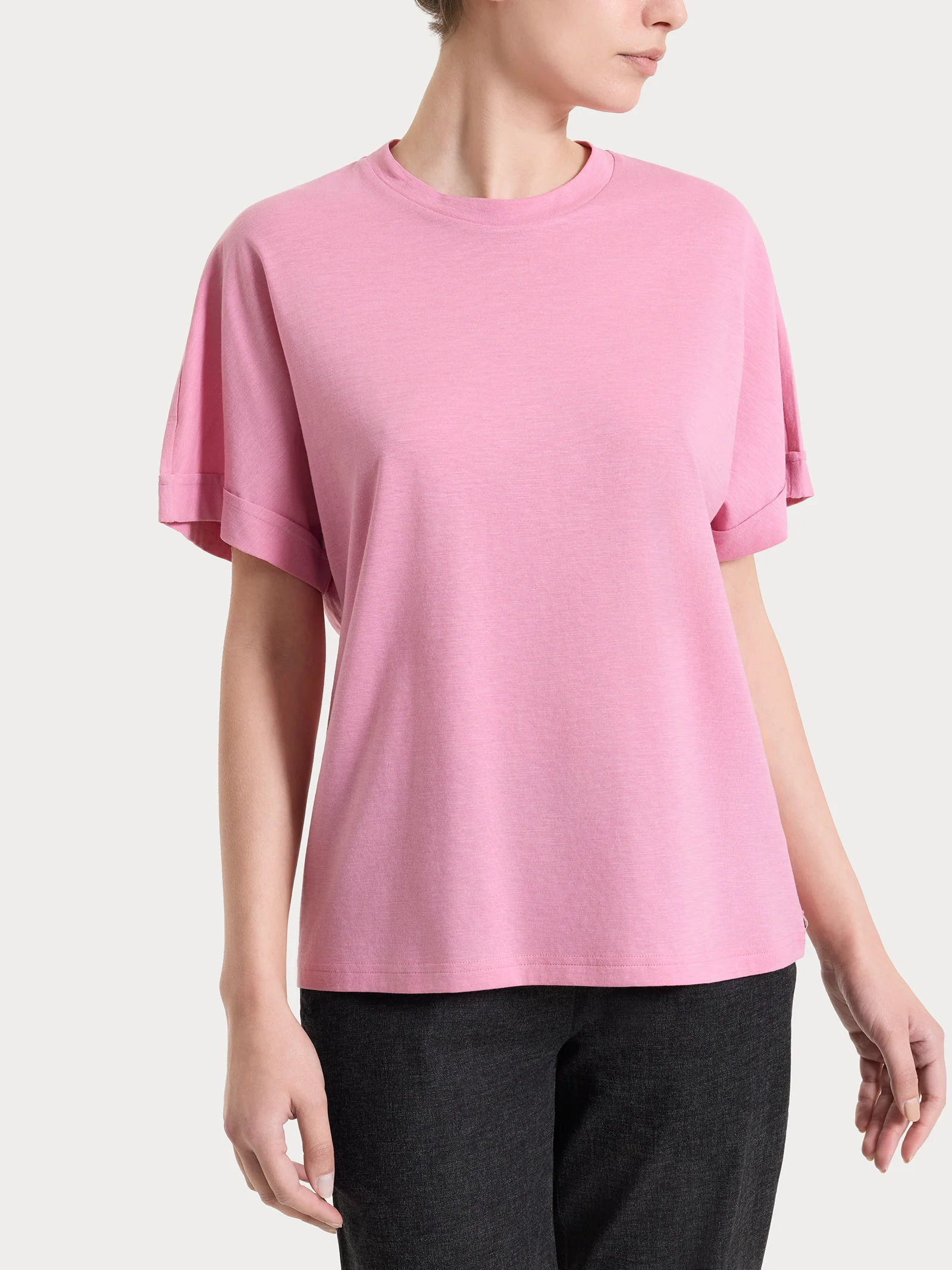 Maglietta con manica over in Slub Jersey - Cashmere Rose