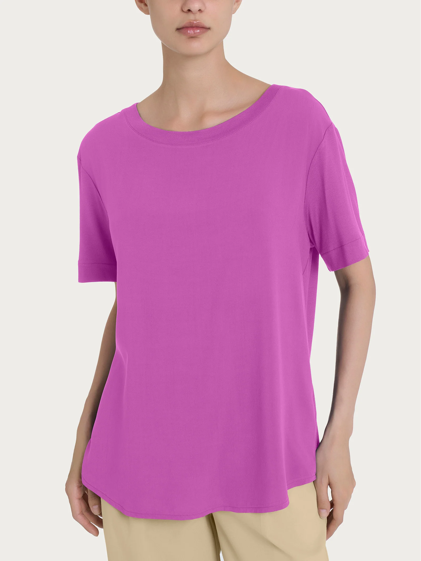 Maglietta con scollo a barchetta in Misto Viscosa - Cattleya Orchid
