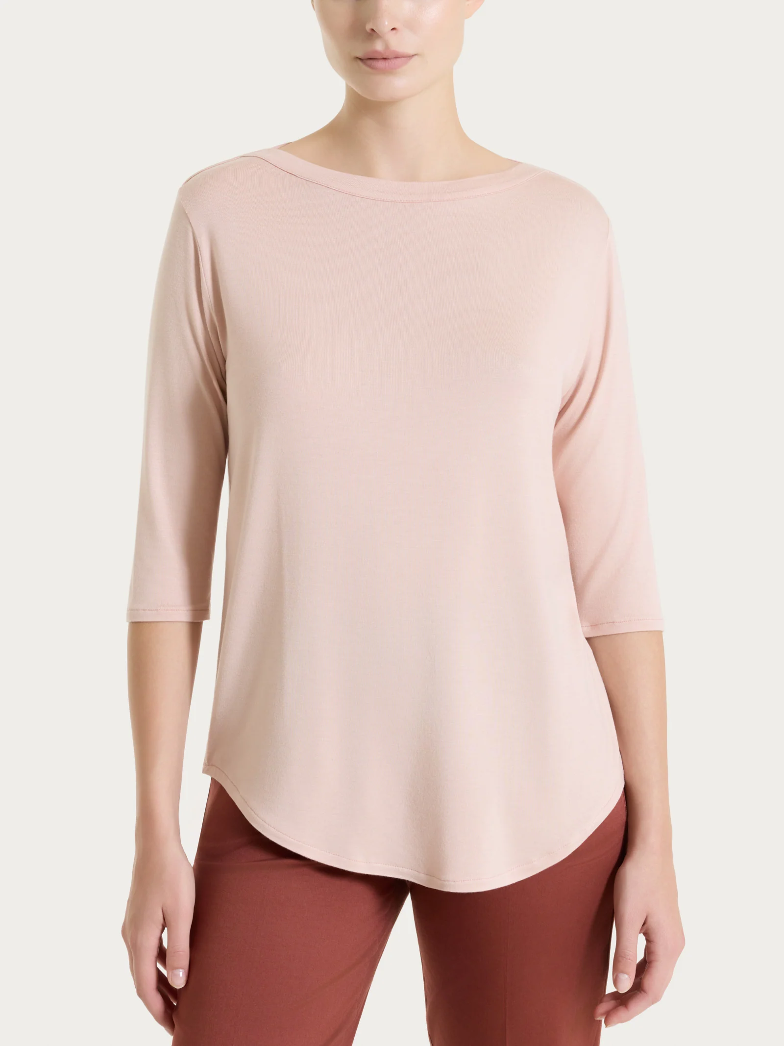 Maglietta con scollo a barchetta in Viscosa Summer - Cameo Rose - Image 6