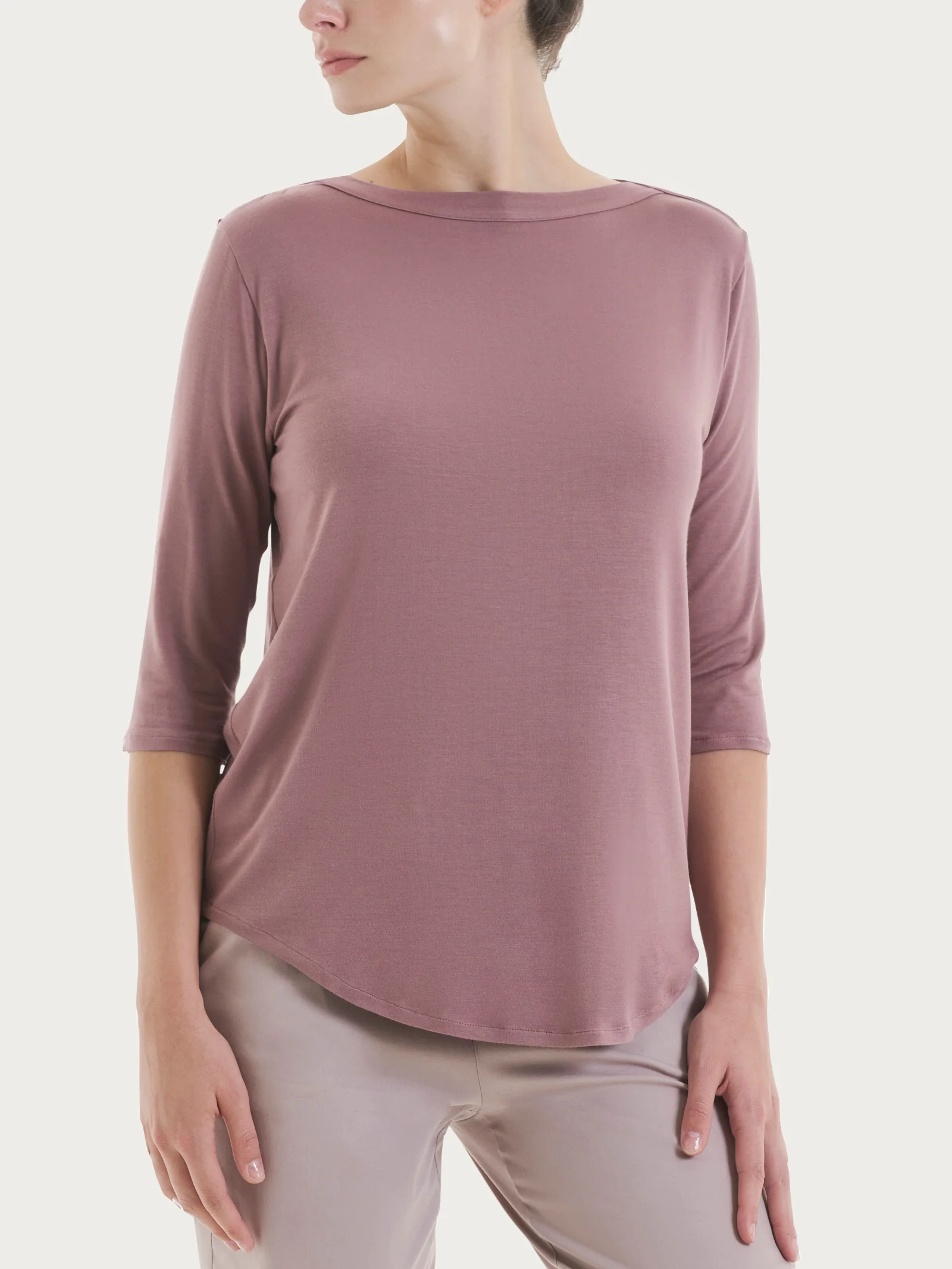Maglietta con scollo a barchetta in Viscosa Summer - Twilight Mauve