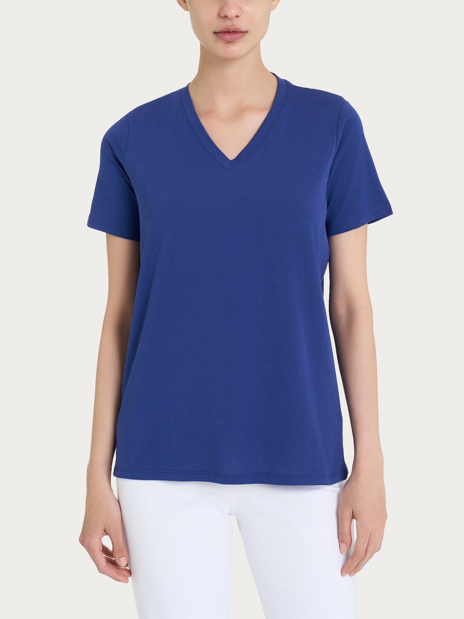 Maglietta con Scollo a V in Ultralight - Blueberry