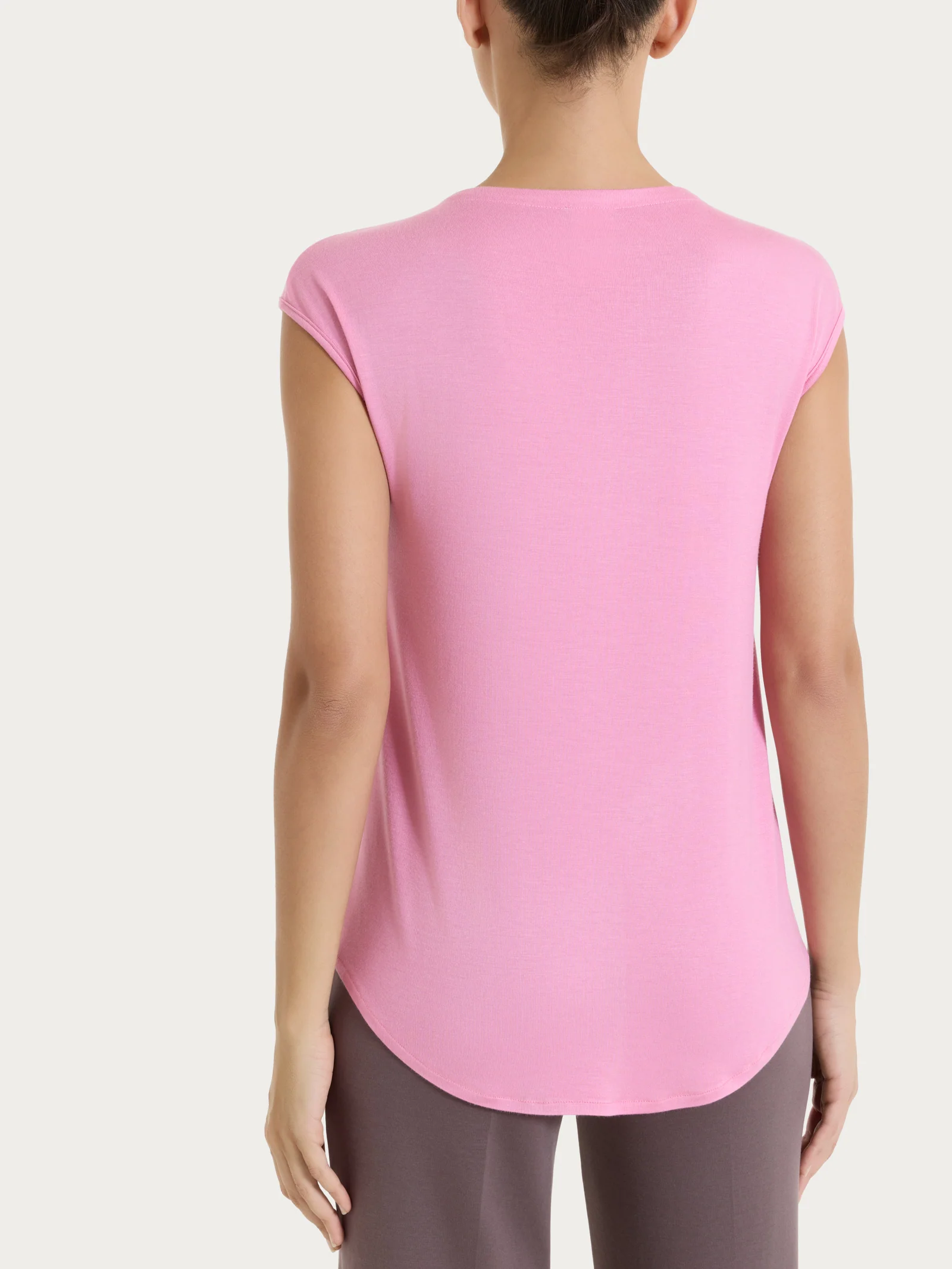 Maglietta con scollo a V incrociato in Viscosa Summer - Cashmere Rose - Image 2