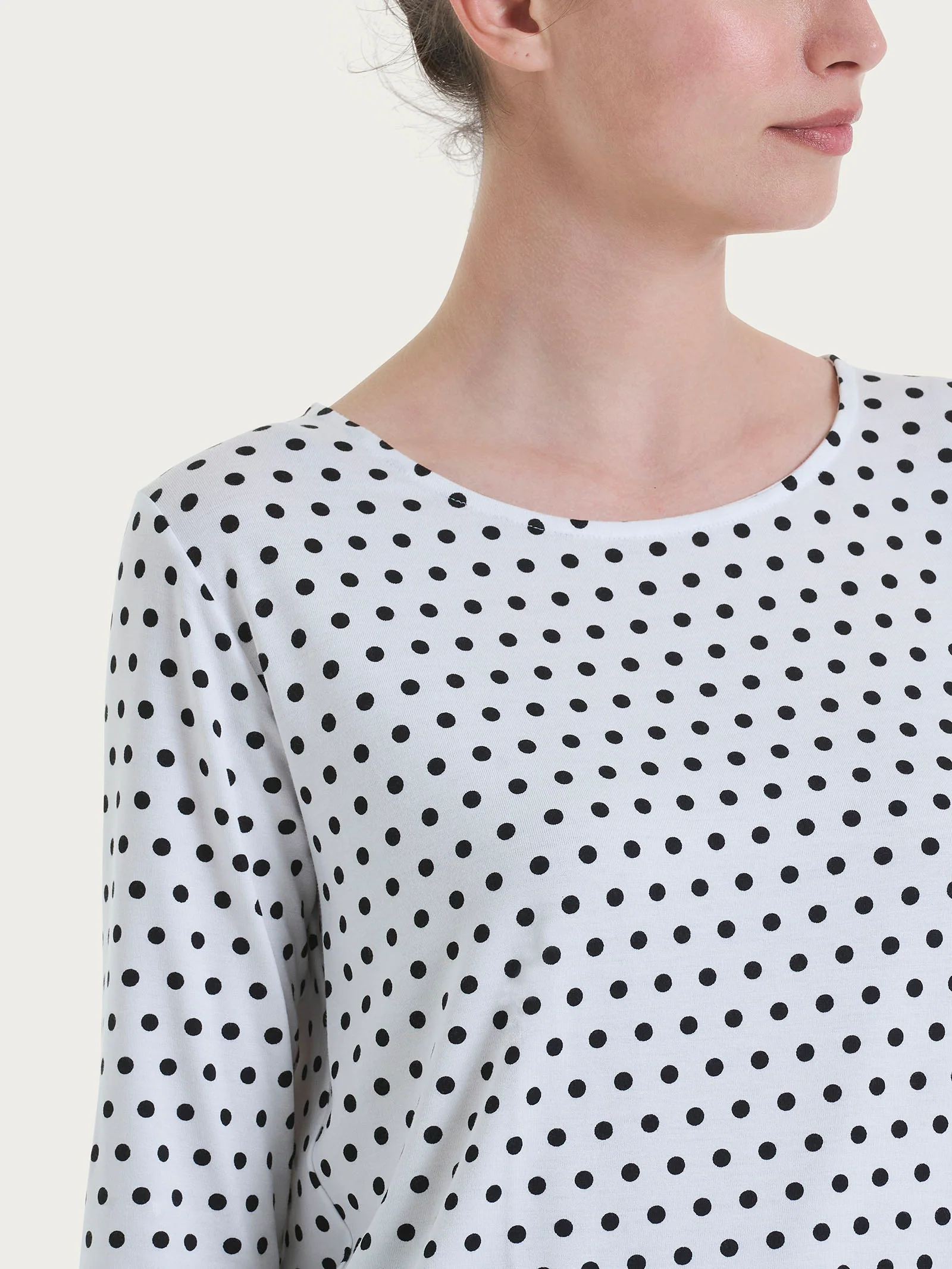 Maglietta girocollo con dots in Viscosa Summer - Fant.Bianco - Image 3