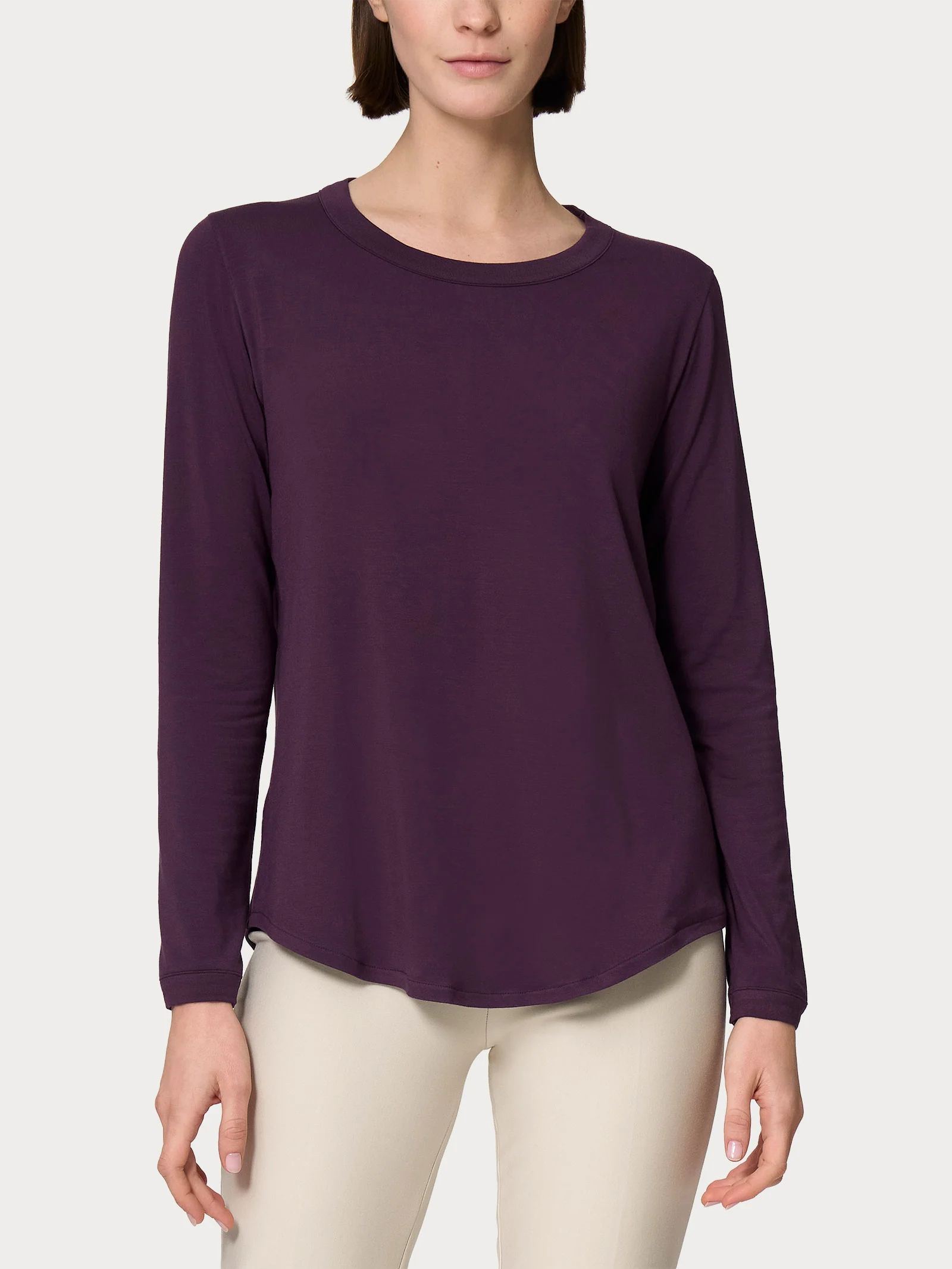 Maglietta girocollo con manica lunga in Eco Viscosa - Plum Perfect