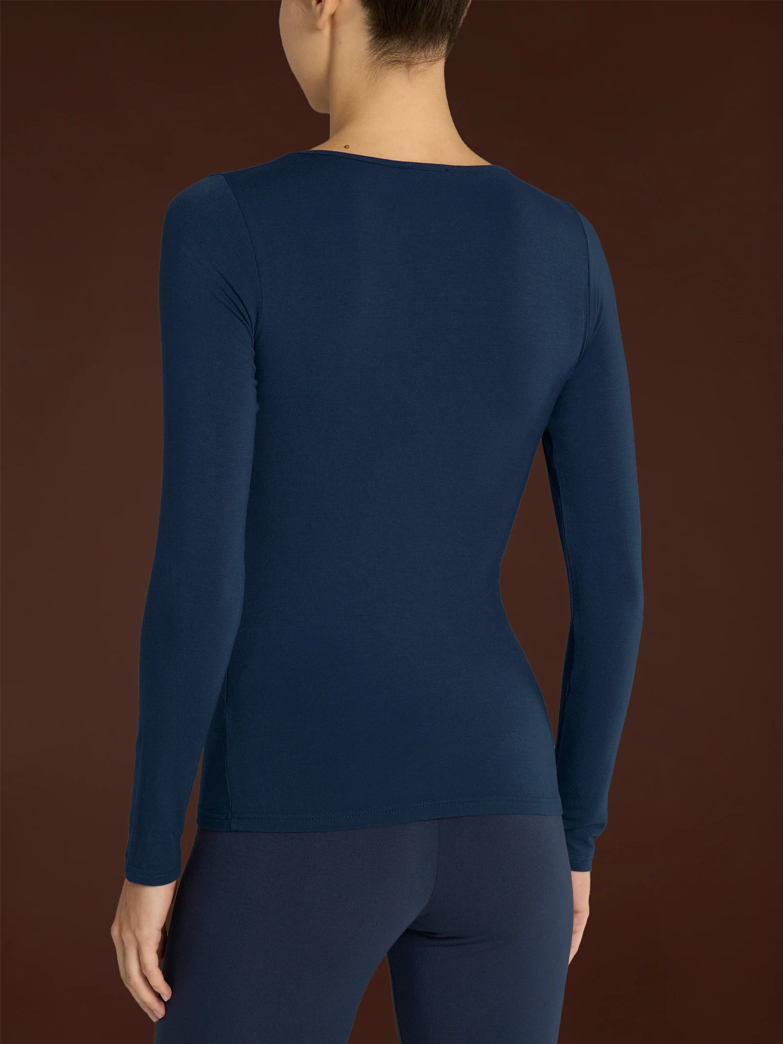Maglietta girocollo in Eco Viscosa - Bleu - Image 3