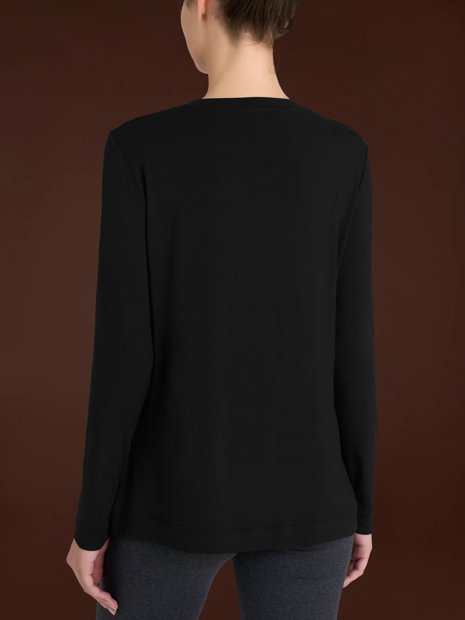 Maglietta girocollo in Eco Viscosa - Nero - Image 2