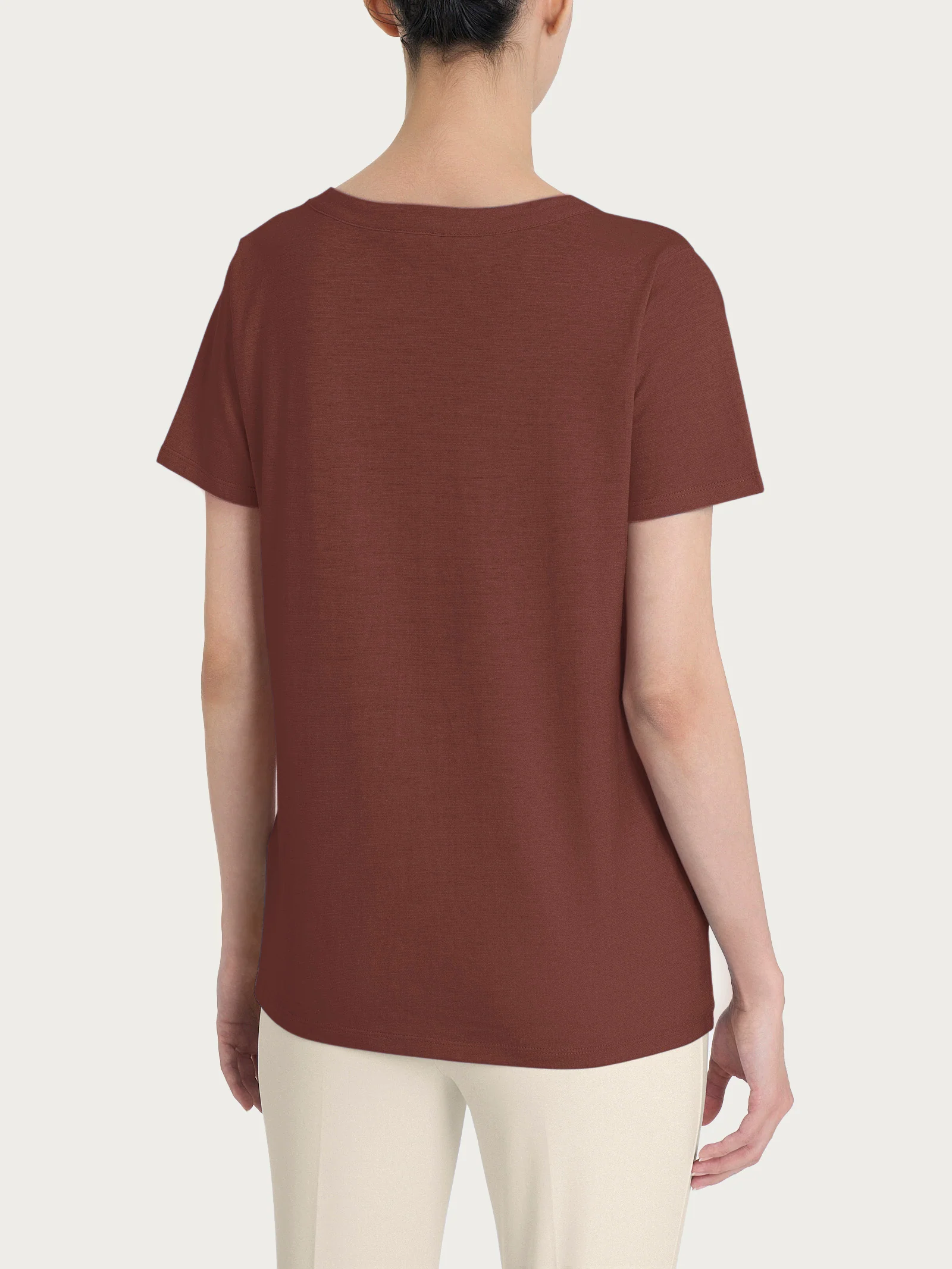 Maglietta girocollo in slub jersey di cotone - Cappuccino - Image 2