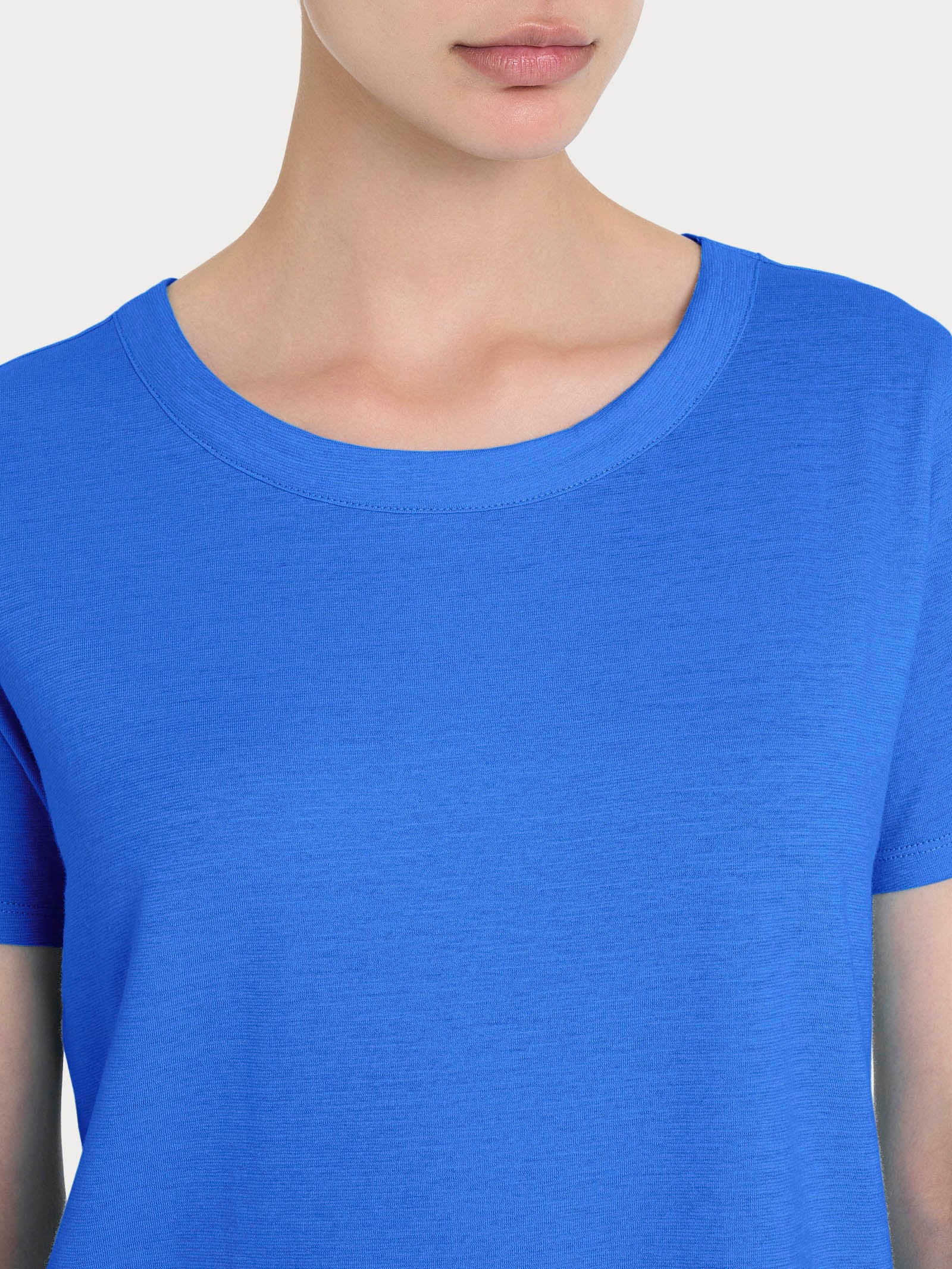 Maglietta girocollo in slub jersey di cotone - Dazzling Blue - Image 3