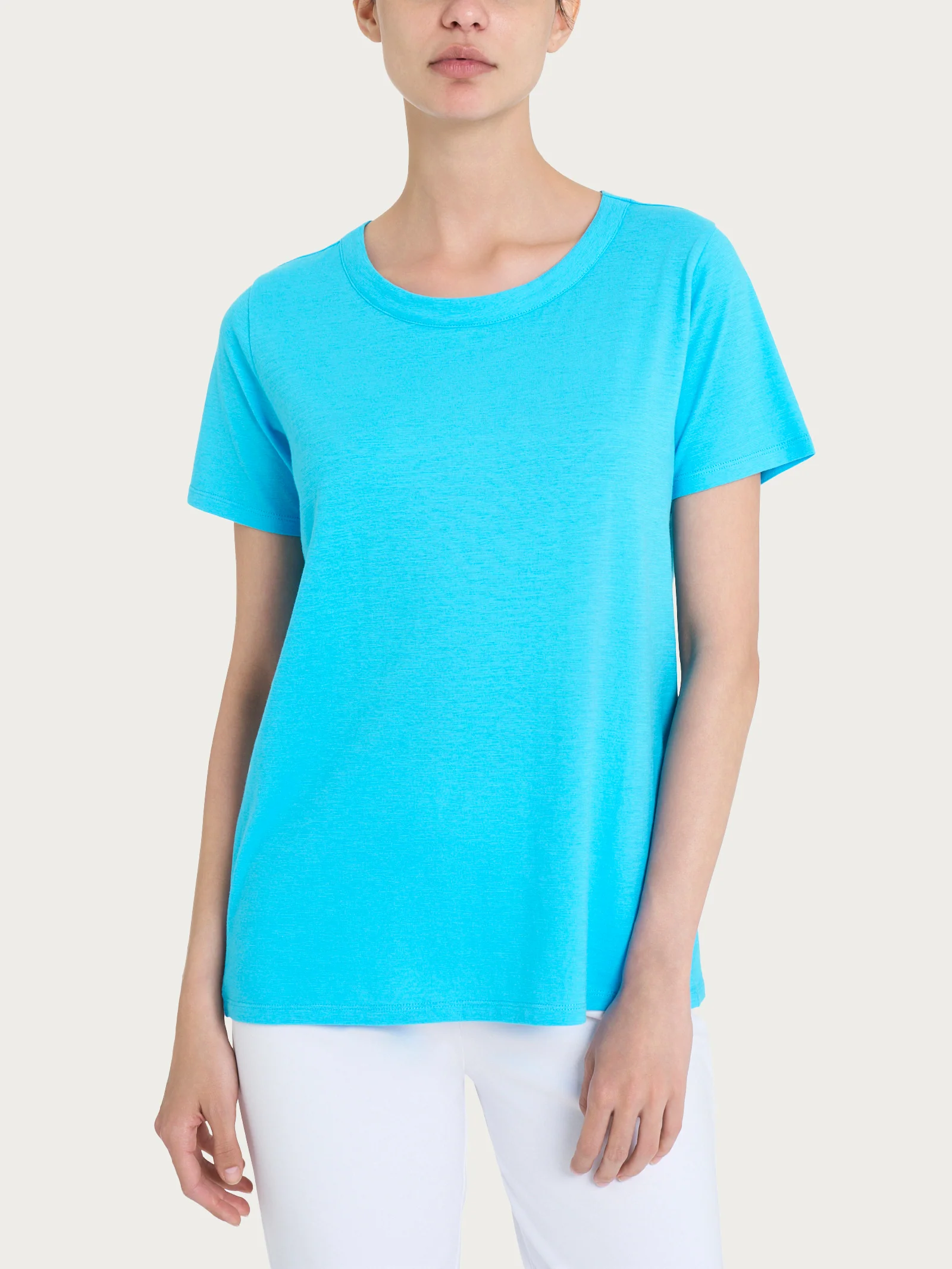 Maglietta girocollo in slub jersey di cotone - Aquarius