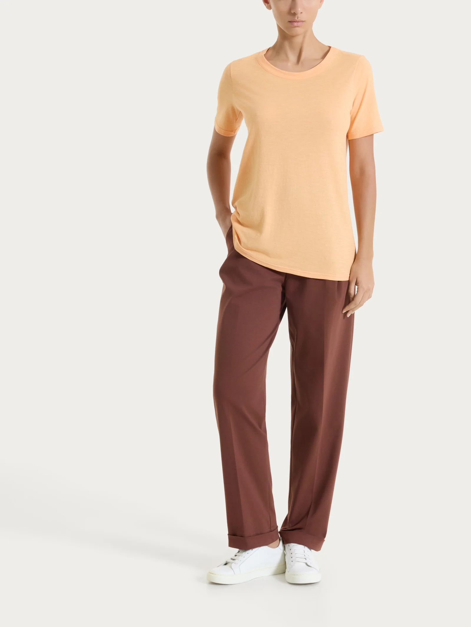 Maglietta girocollo in slub jersey di cotone - Peach Cobbler - Image 5