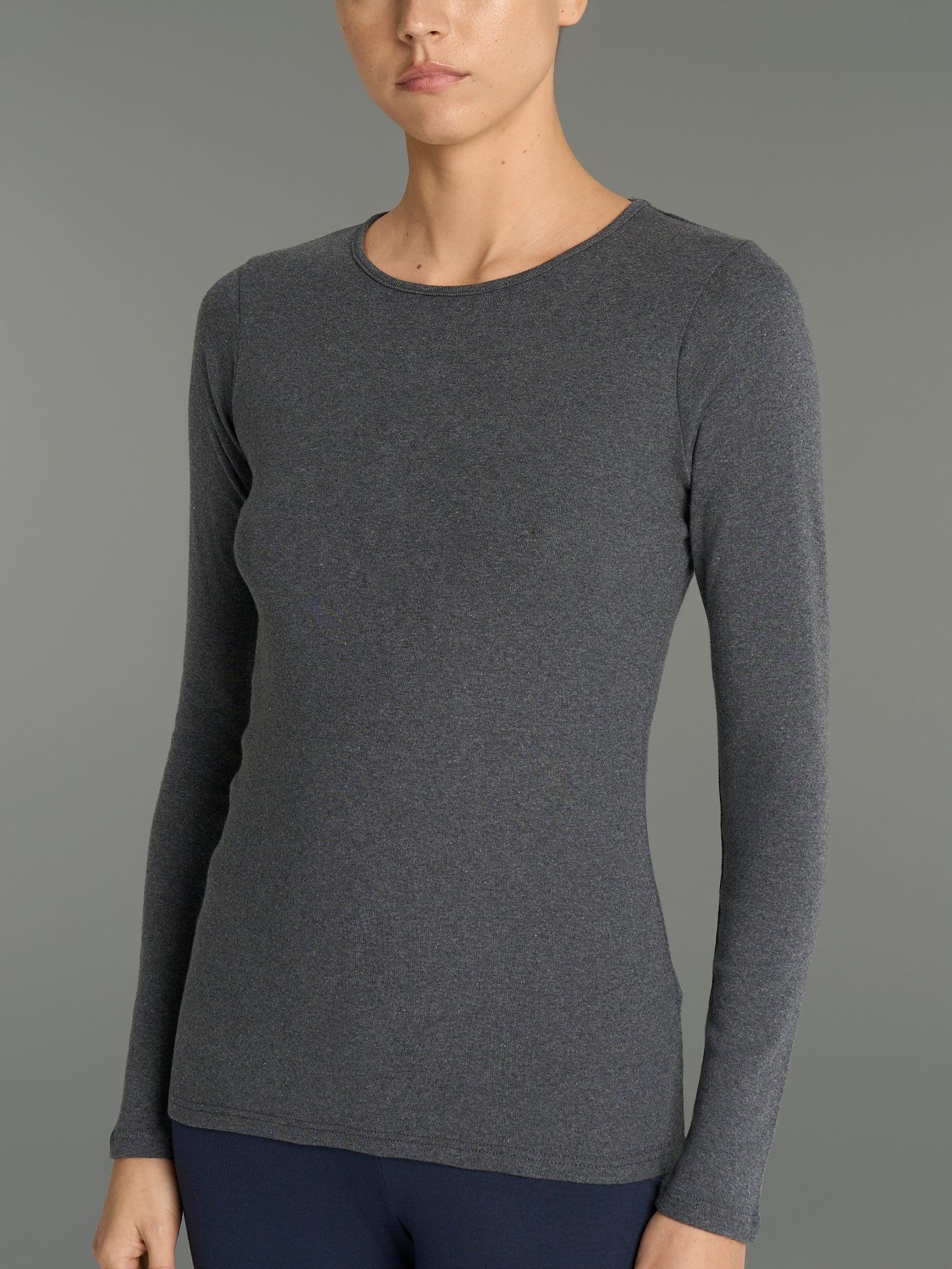 Maglietta girocollo in Thermo Cotton - Piombo Mel.