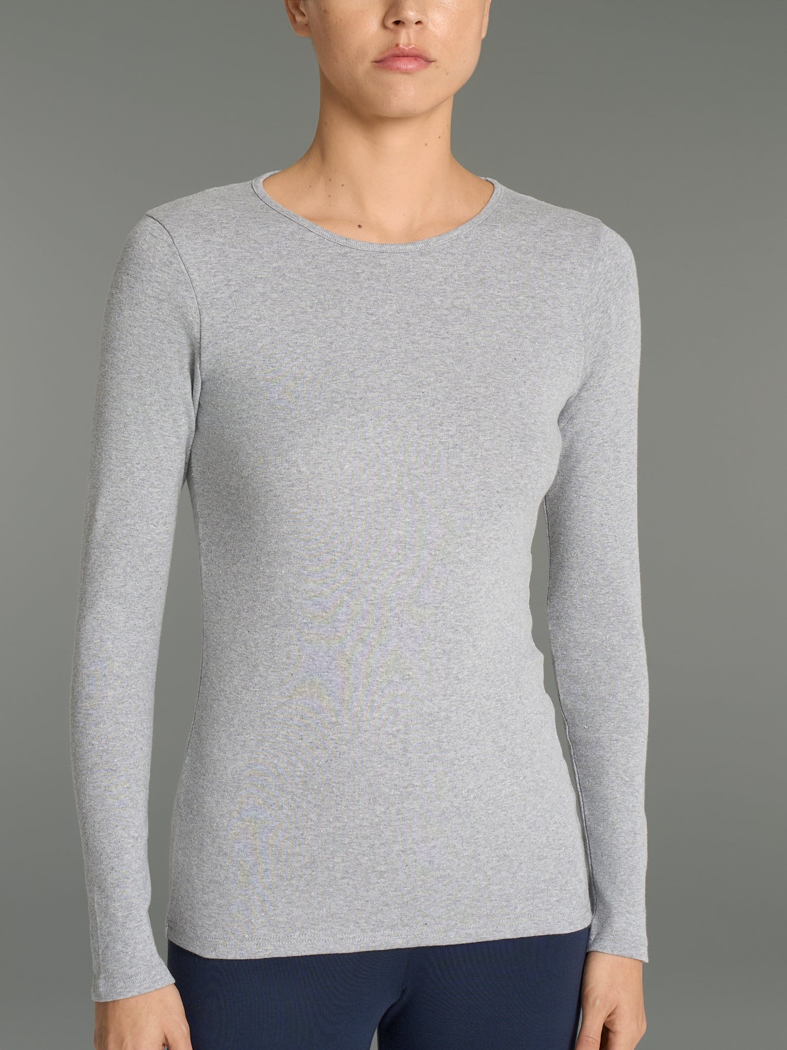 Maglietta girocollo in Thermo Cotton - Argento Mel.