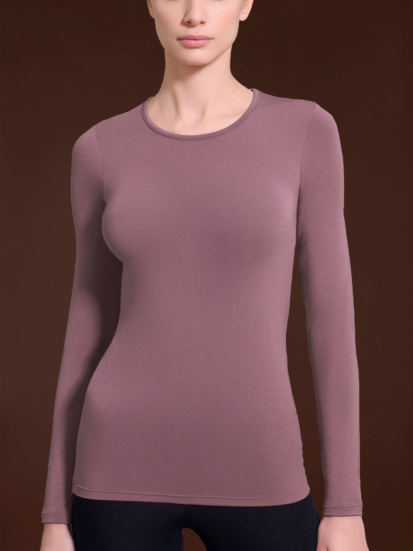 Maglietta girocollo in Thermo Cotton - Lilas