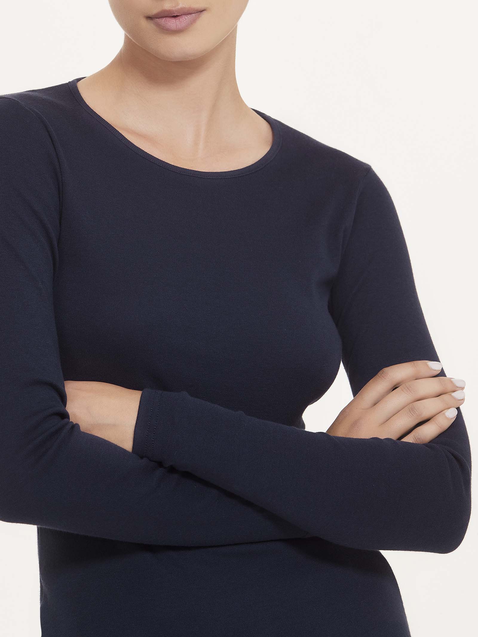Maglietta girocollo in Thermo Cotton - Milky Blue - Image 4