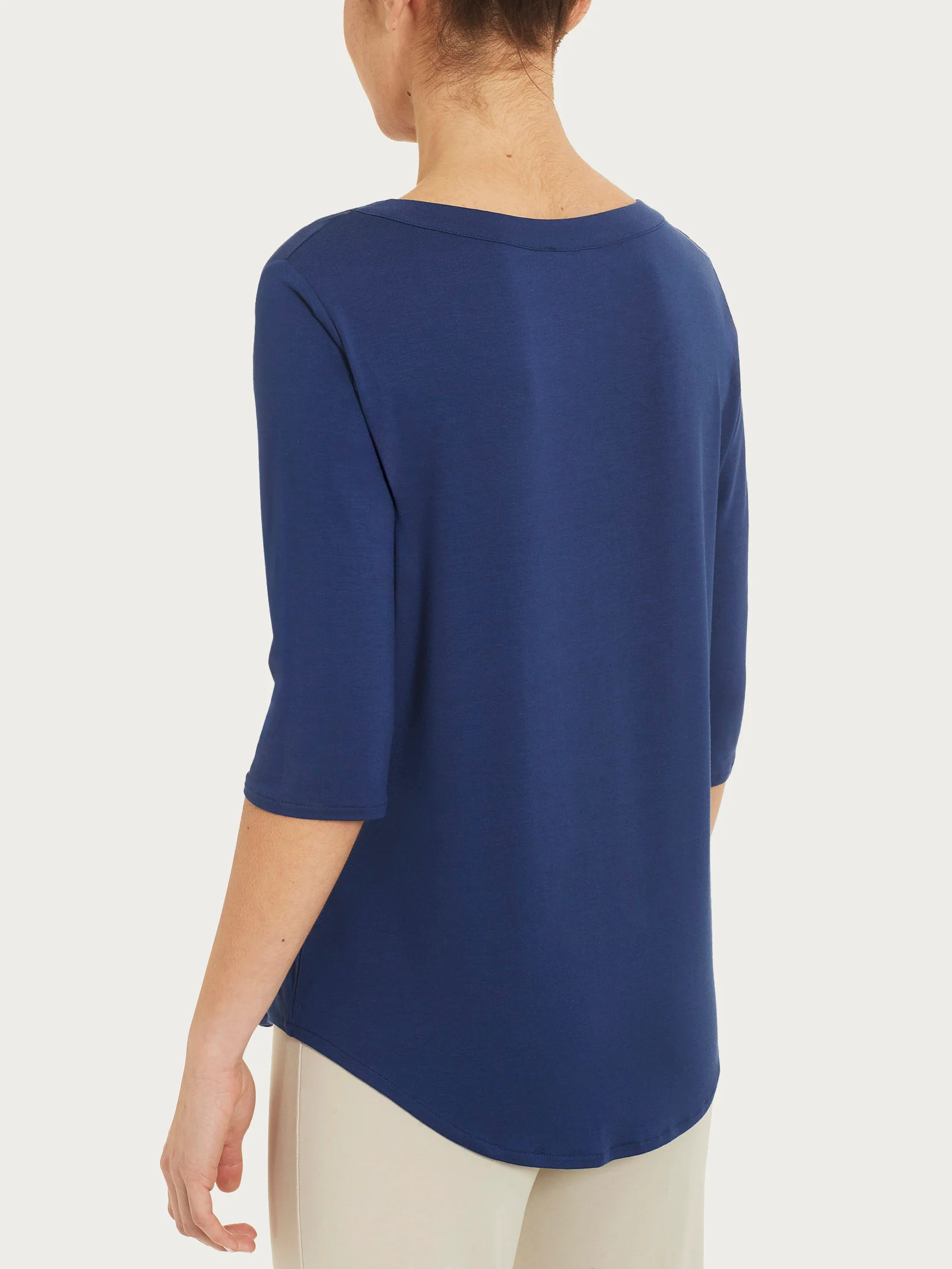 Maglietta girocollo in Viscosa Summer - Blueberry - Image 4