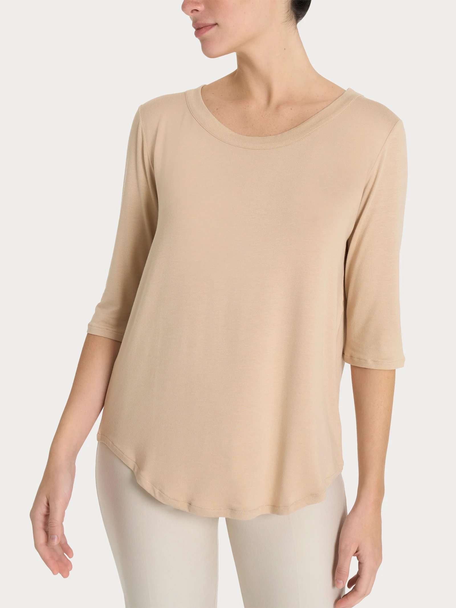 Maglietta girocollo in Viscosa Summer - Irish Cream