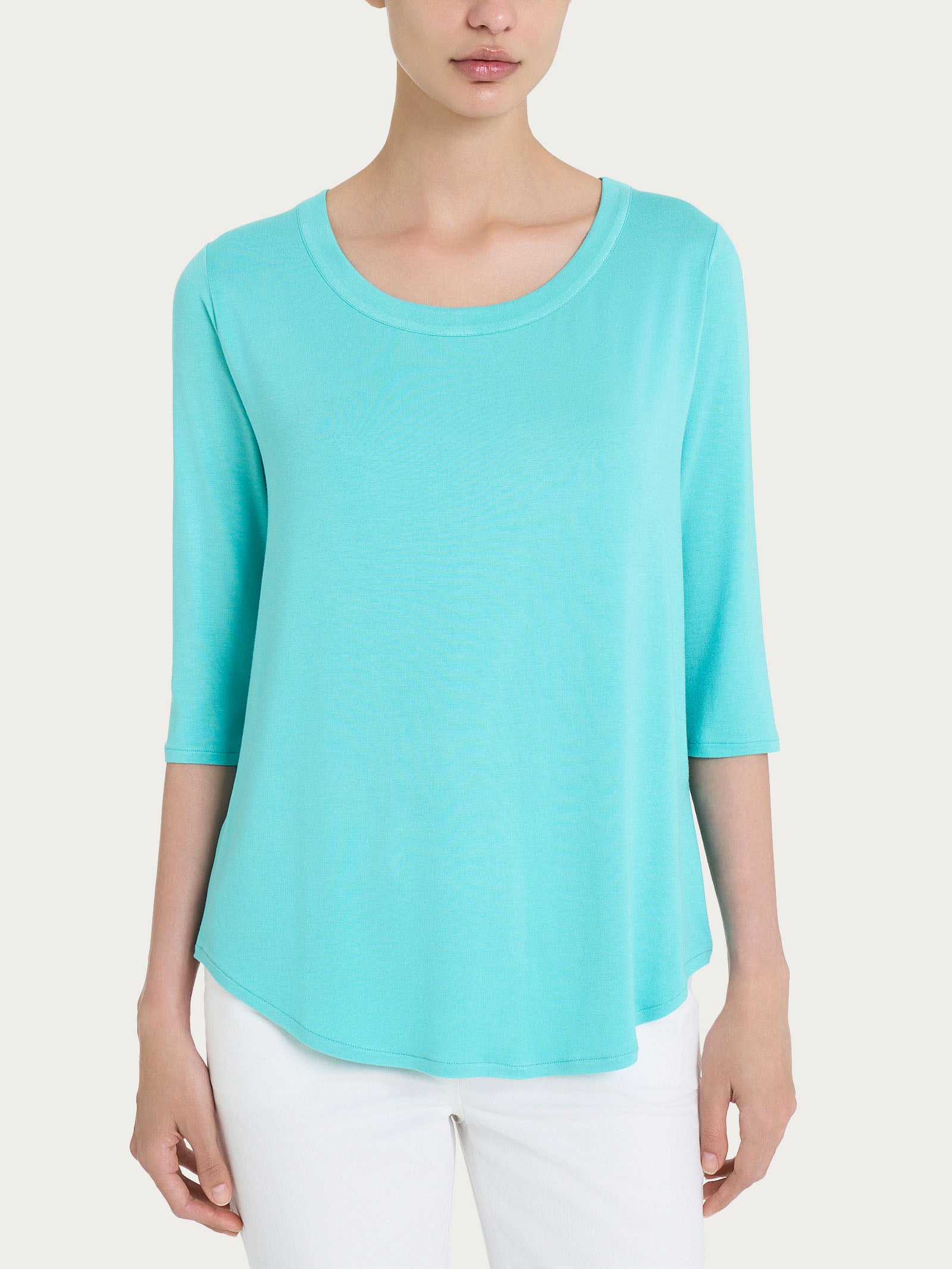 Maglietta girocollo in Viscosa Summer - Pool Blue