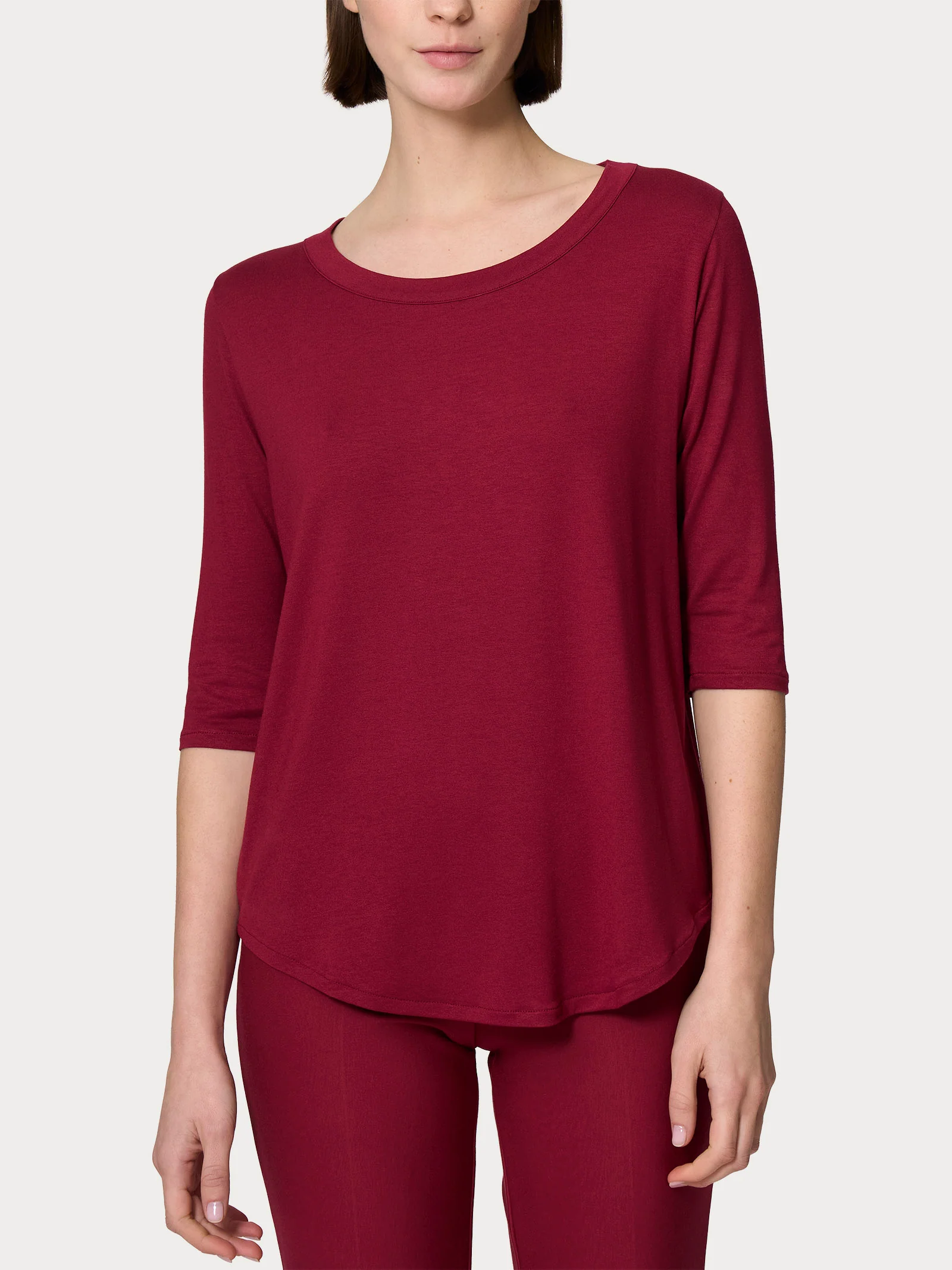 Maglietta girocollo in Viscosa Summer - Tibetan Red